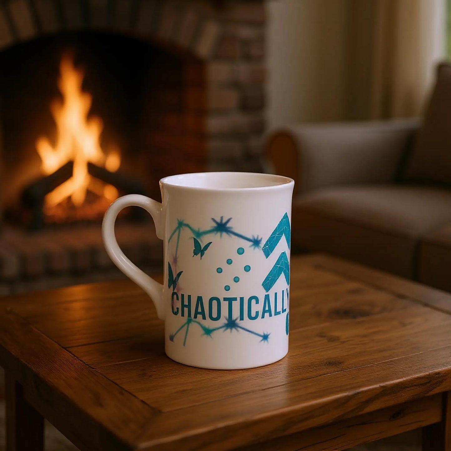 Zodiac Aquarius Chaotically Composed - White 10oz Porcelain Slim Mug | Unique Everyday Designz Home, Gifts & Apparel A Lid for Every Pot ~Everyday Designz~