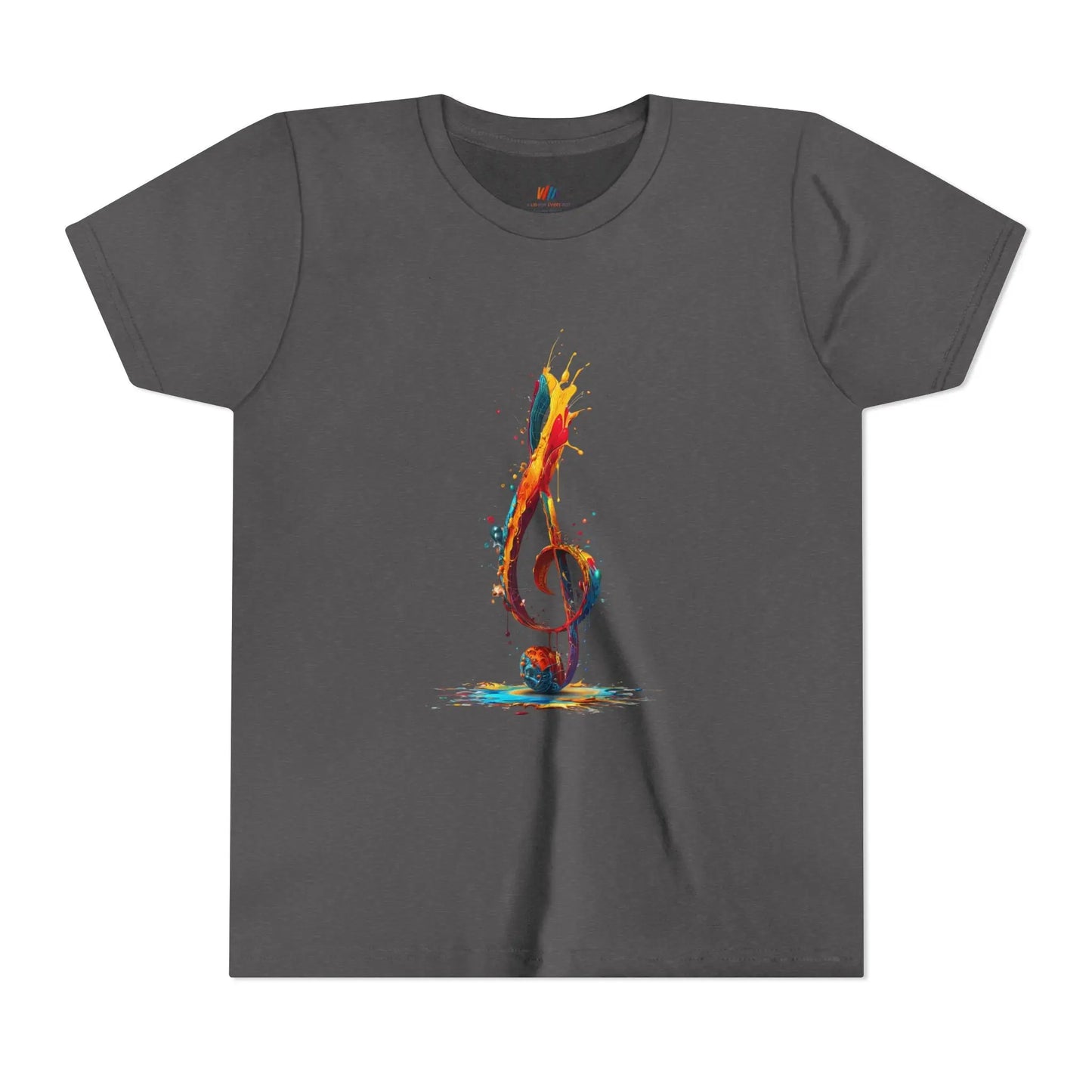 Youth Music Note Tee, Colorful Treble Clef Shirt, Printify