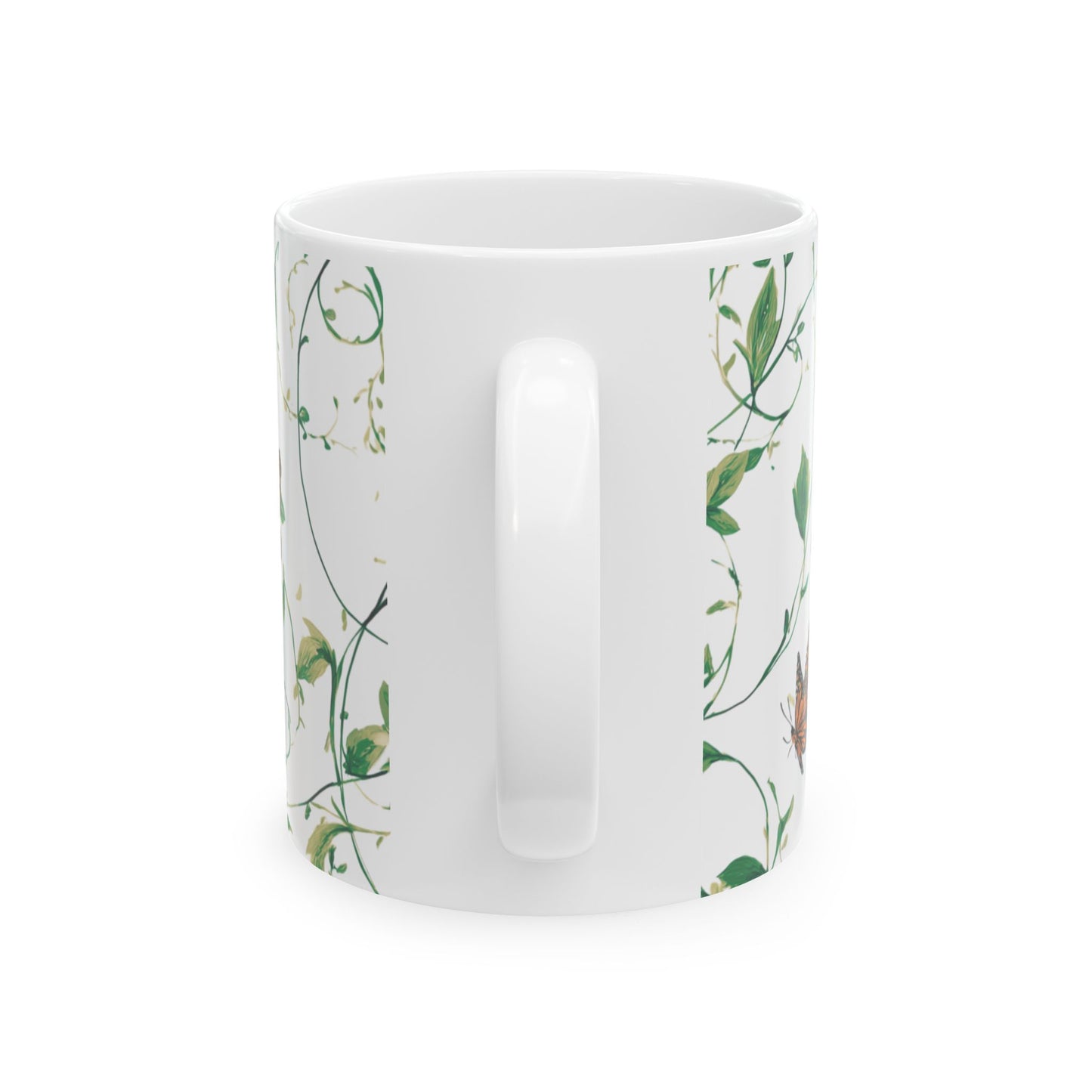 Inspirational Ceramic Mug, Grow Through What You Go Through Quote, Butterflies and Vines, Motivational Coffee Cup, 11oz, 15oz, Gift for Her