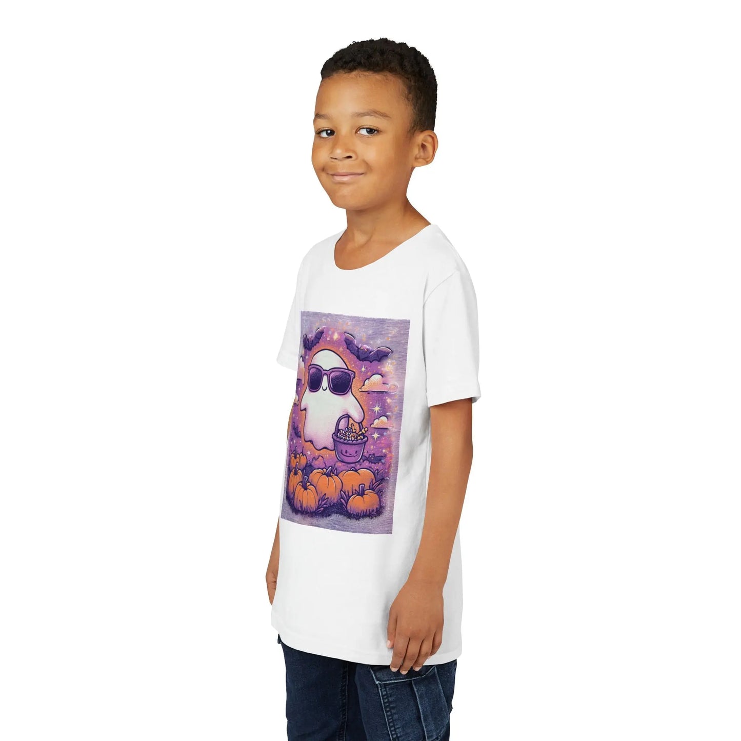 Adorable Ghost Halloween Tee, Youth Short Sleeve T-Shirt Printify