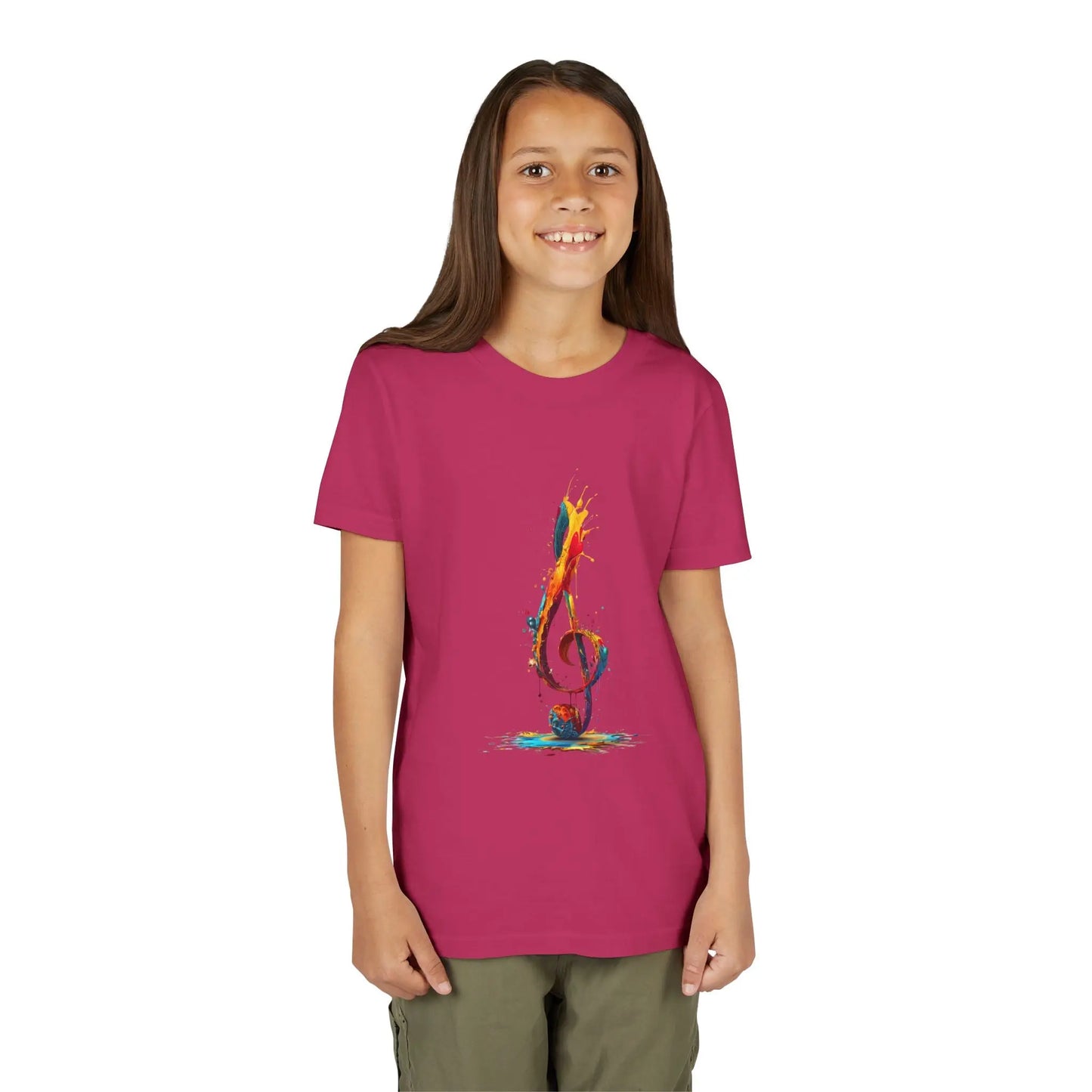 Youth Music Note Tee, Colorful Treble Clef Shirt, Printify