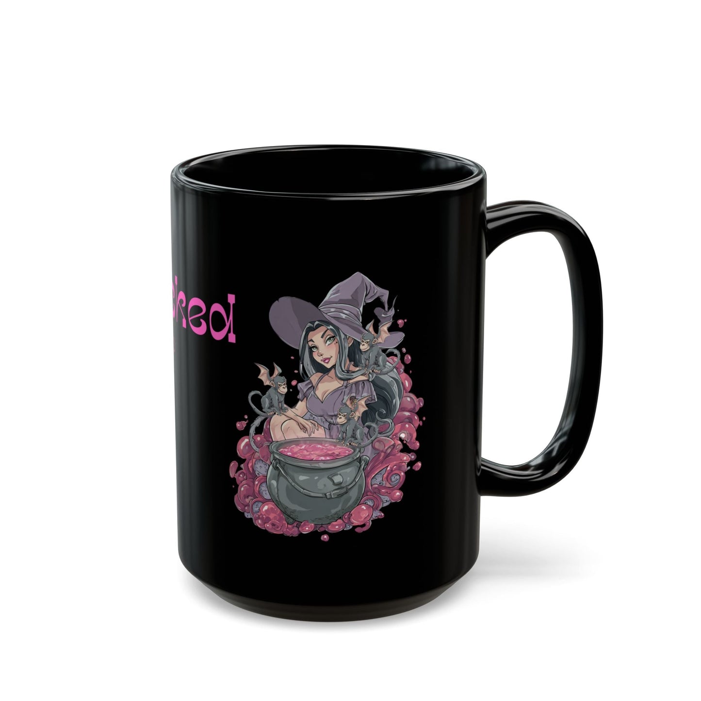 11oz and 15oz Black Glossy Mug - 'Stay Wicked Be Wicked' A Witch her Cauldron and Flying Monkeys | Unique Everyday Designz Home, Gifts & Apparel A Lid for Every Pot ~Everyday Designz~