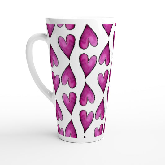 I Give You My Heart Latte Mug – Beautiful Watercolor Heart Pattern (17oz) | Unique Everyday Designz Home, Gifts & Apparel A Lid for Every Pot ~Everyday Designz~