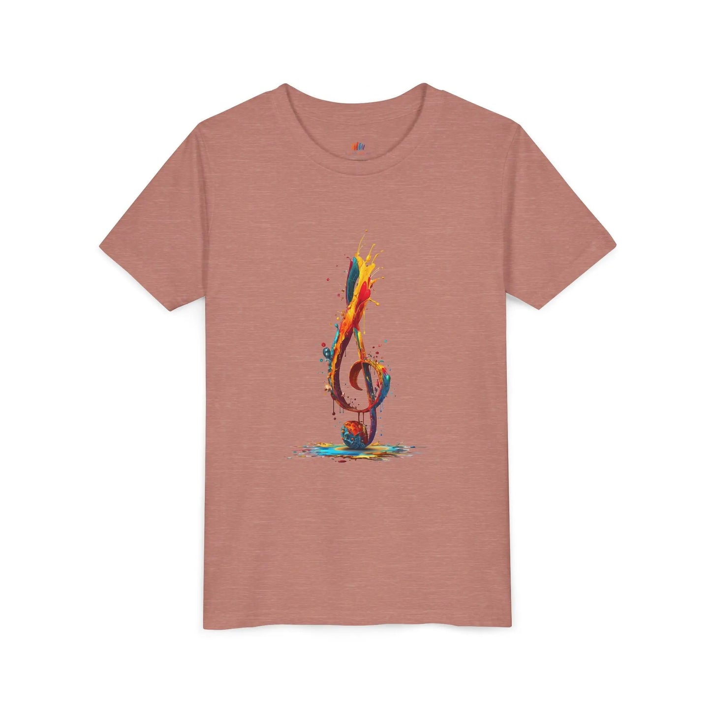 Youth Music Note Tee, Colorful Treble Clef Shirt, Printify
