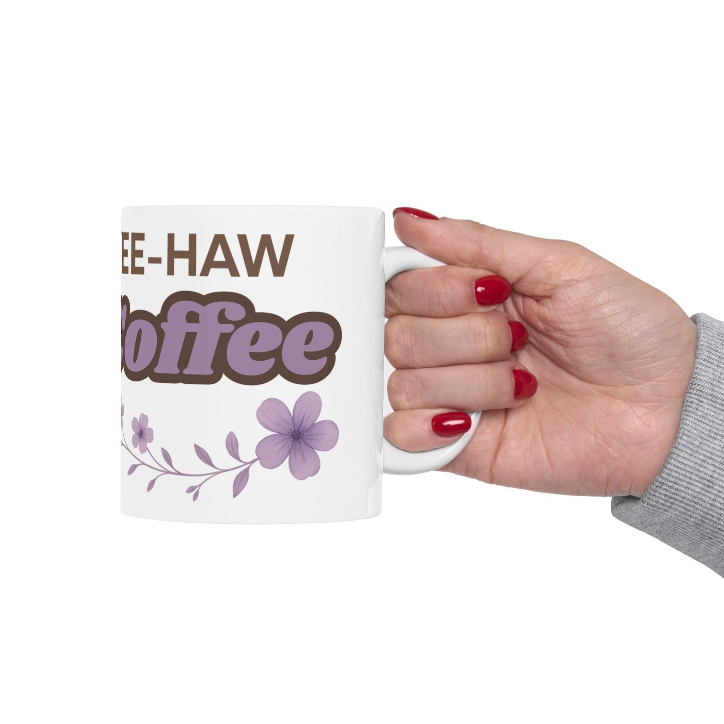 Cowgirl Pony Coffee Mug Yee Haw Coffee White Glossy Cup 11oz and 15oz