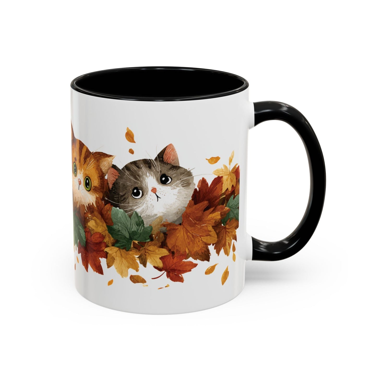 Autumn Cat Coffee Mug, Cute Animal Mug, Fall Decor, Gift for Cat Lovers, Warm Beverage Cup, Thanksgiving Coffee Cup Printify