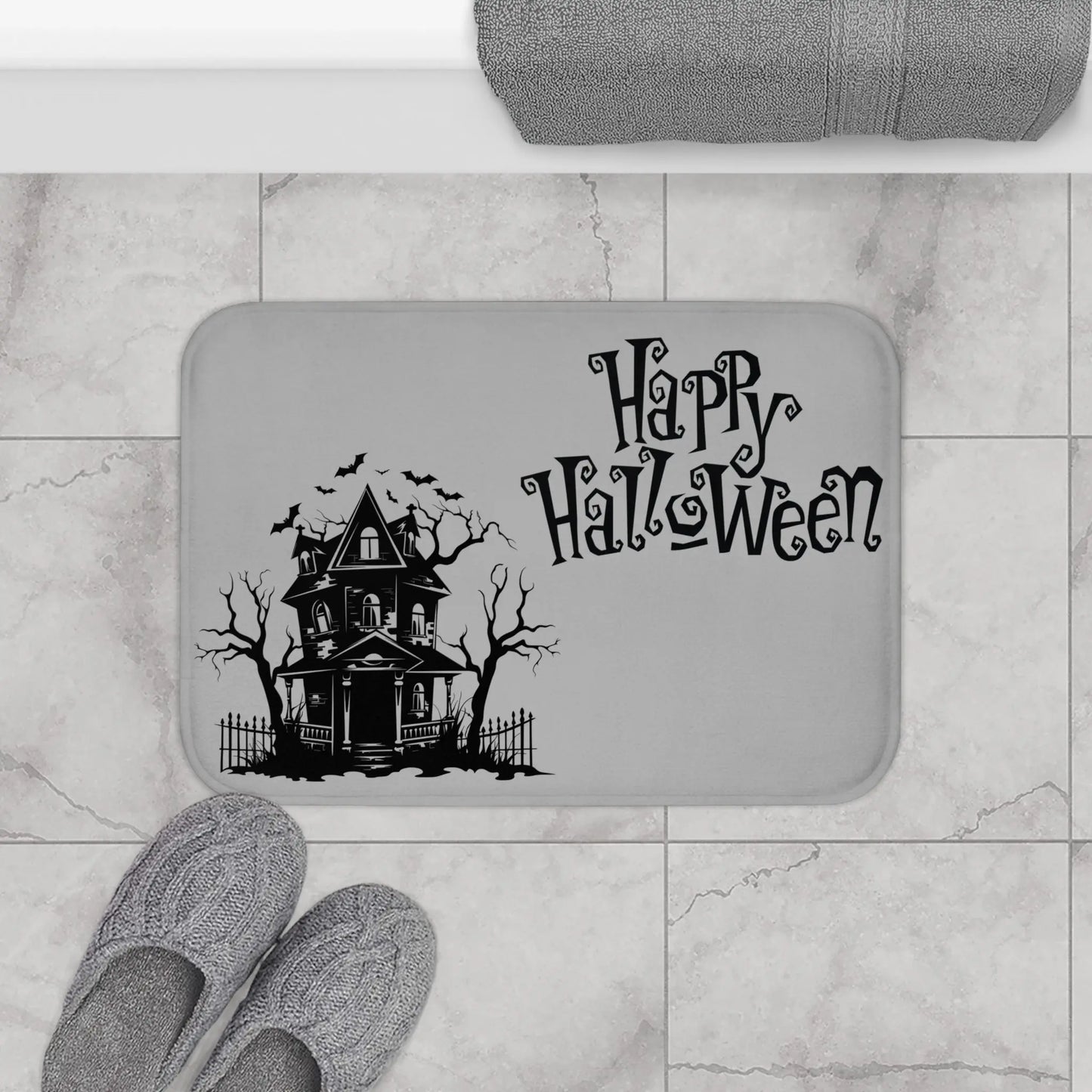 Halloween Bath Mat, Spooky Bathroom Decor, Haunted House Doormat, Trick or Treat Gift, Fall Home Accent, Halloween Decoration A Lid for Every Pot ~Everyday Designz~