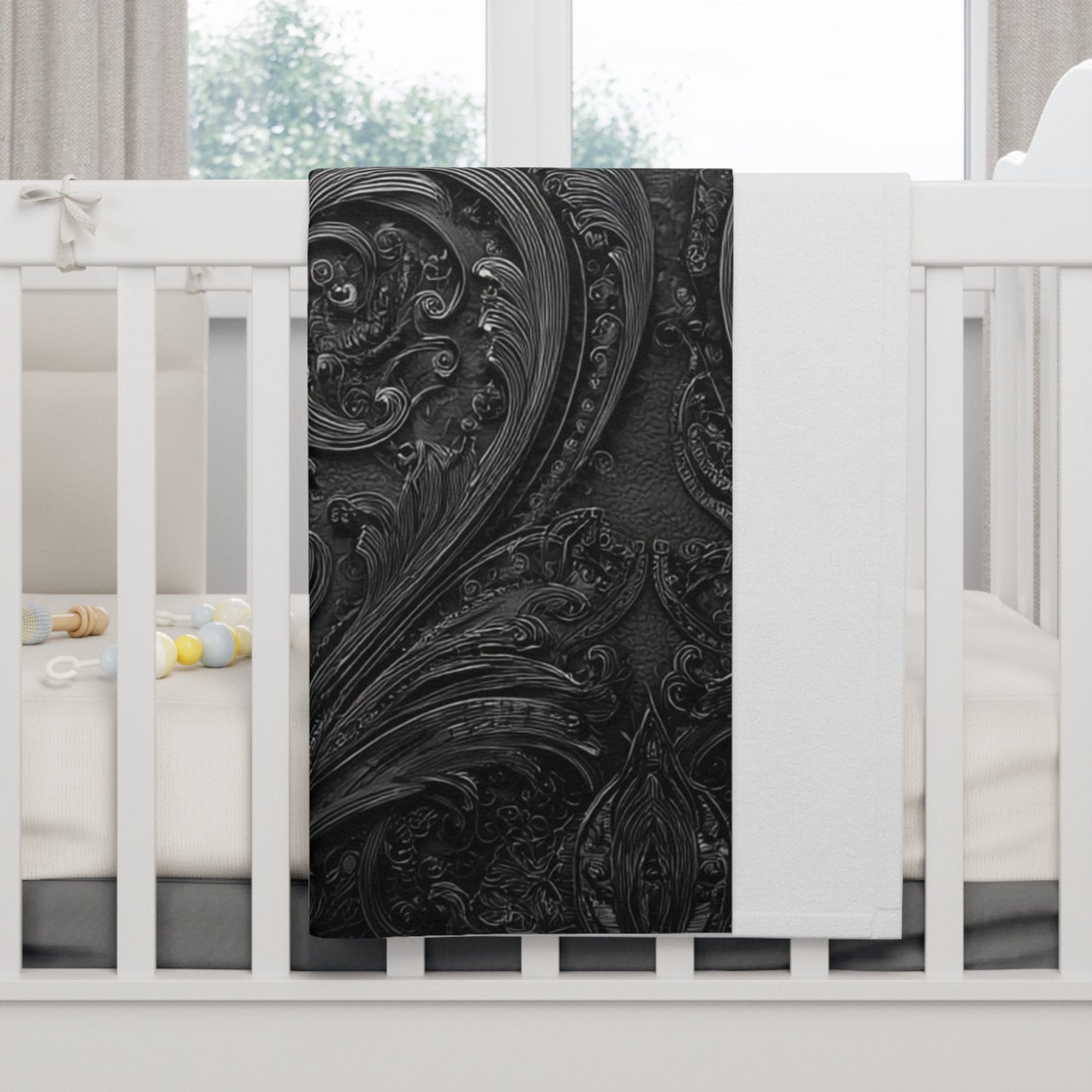 Baby Blanket - Elegant Black Velvet Vintage Design Printify