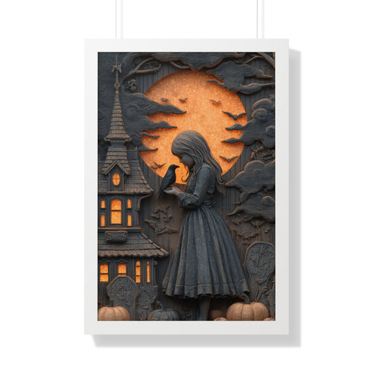 Eerie Halloween Wall Art, Gothic Home Decor, Spooky Vintage Framed Print, Witchy Poster, Autumn Aesthetic Decor Printify