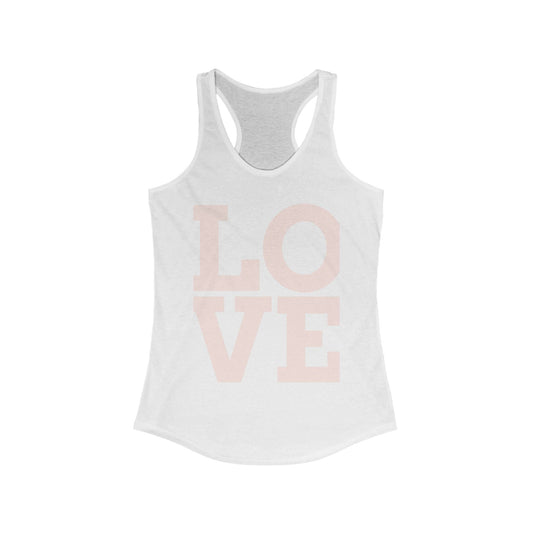 LOVE Graphic Racerback Tank Top, Summer Workout Tee, Valentine's Day Gift, Casual Women's Shirt, Motivational Exercise Top Printify