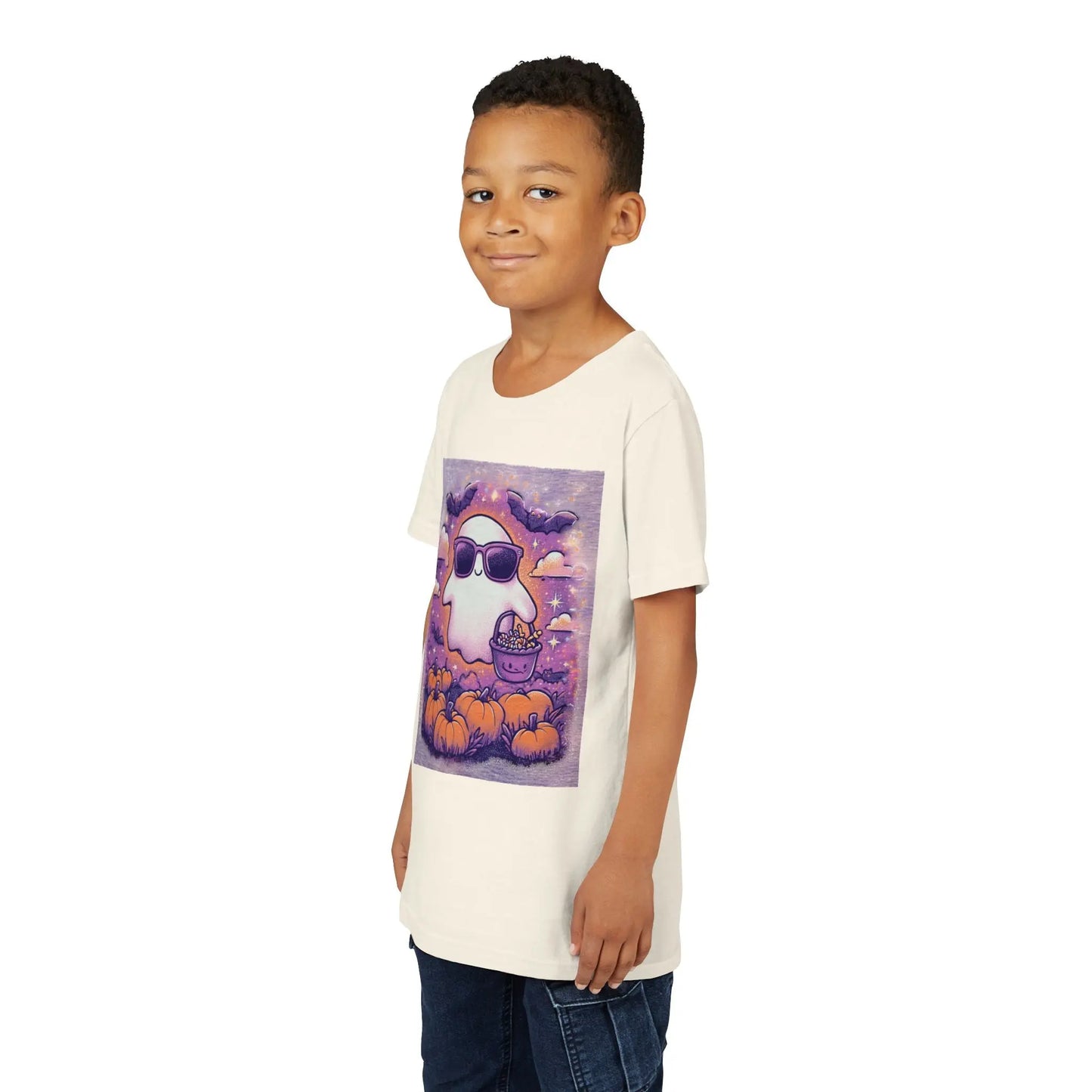 Adorable Ghost Halloween Tee, Youth Short Sleeve T-Shirt Printify