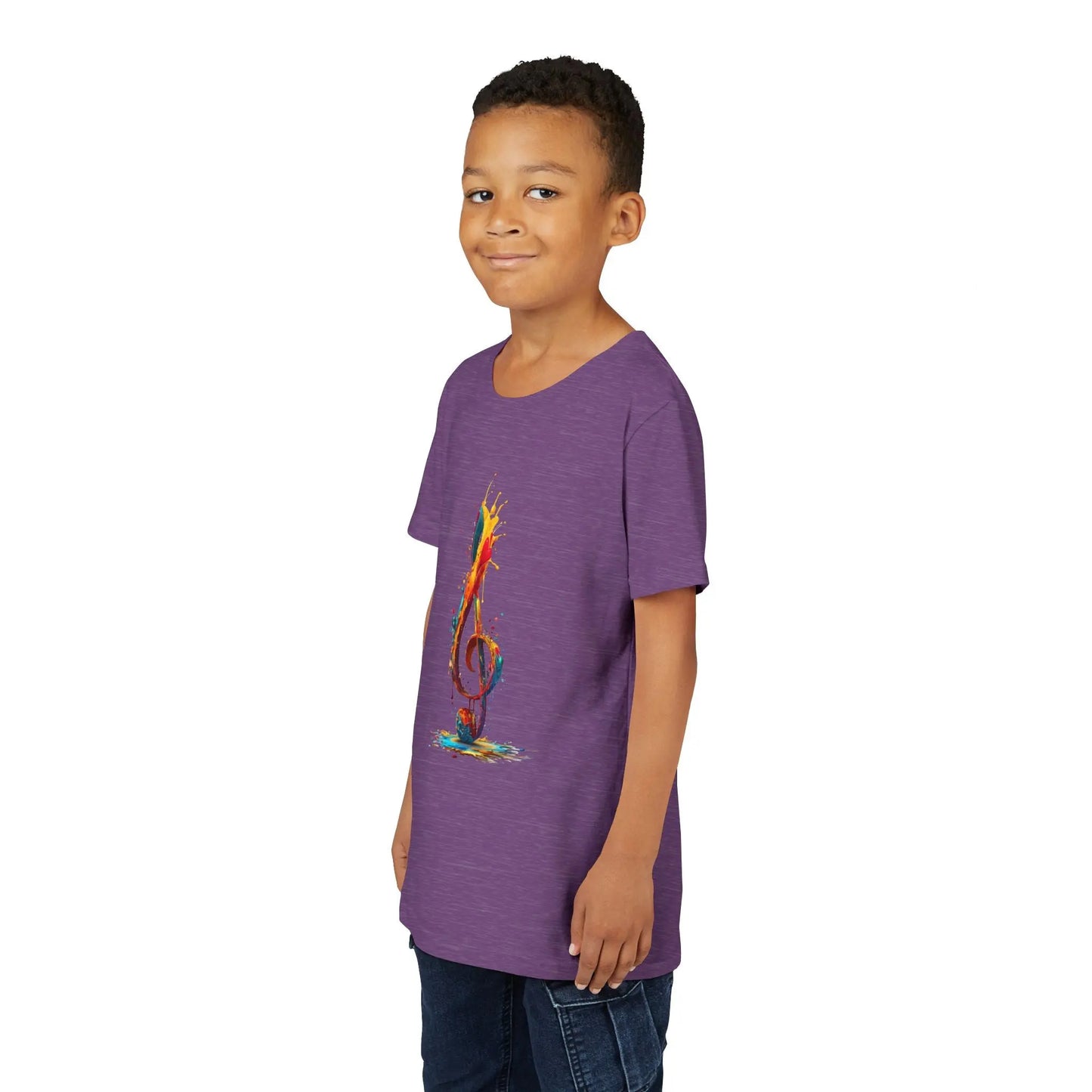Youth Music Note Tee, Colorful Treble Clef Shirt, Printify