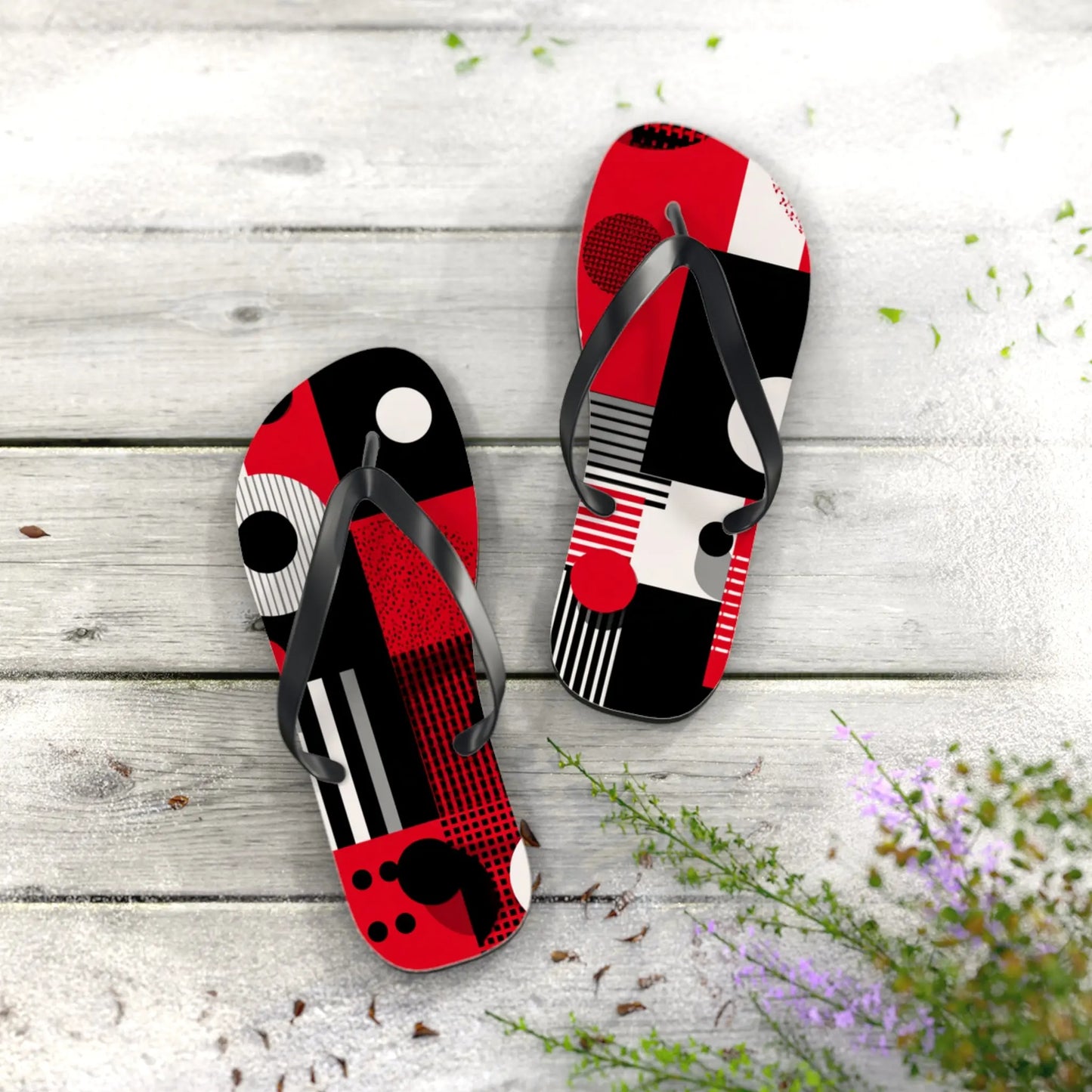 Flip Flops Ladybug Color inspired Geometric Patterns Printify