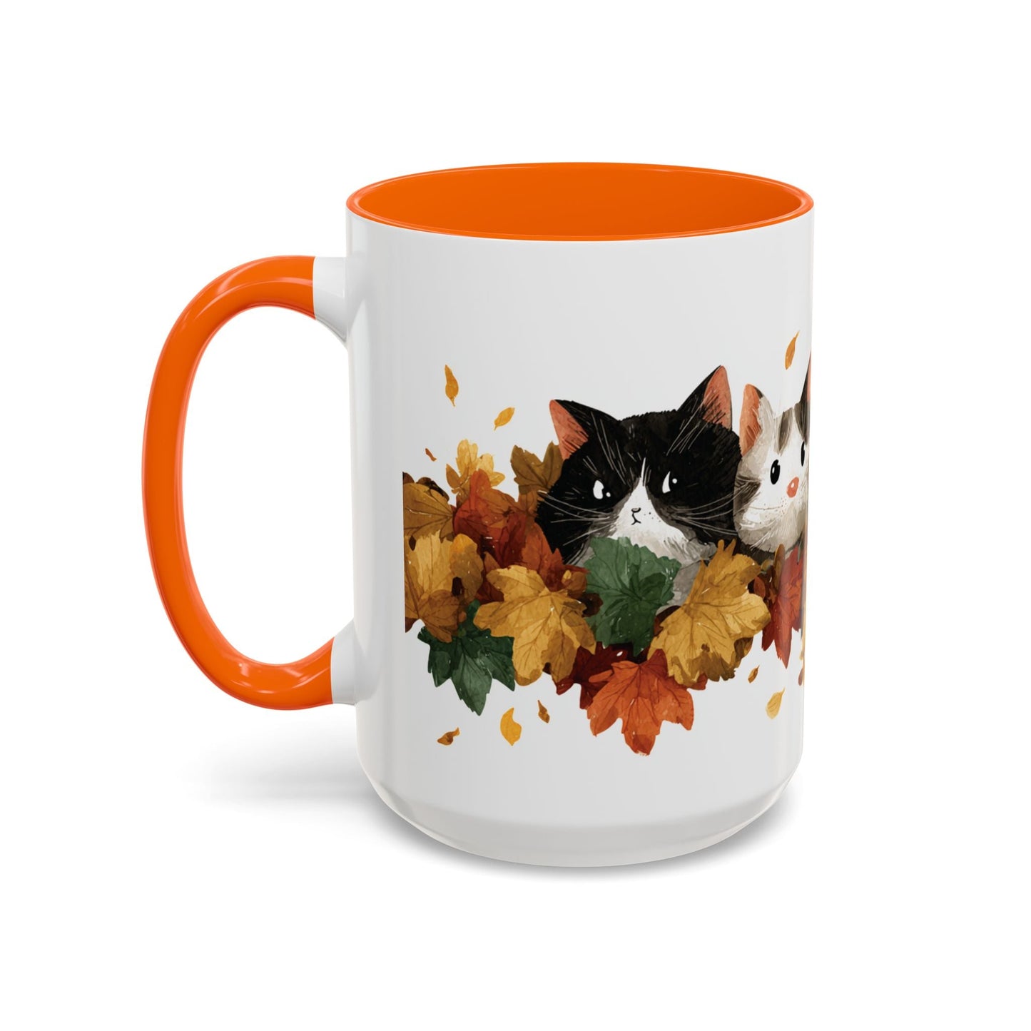 Autumn Cat Coffee Mug, Cute Animal Mug, Fall Decor, Gift for Cat Lovers, Warm Beverage Cup, Thanksgiving Coffee Cup Printify
