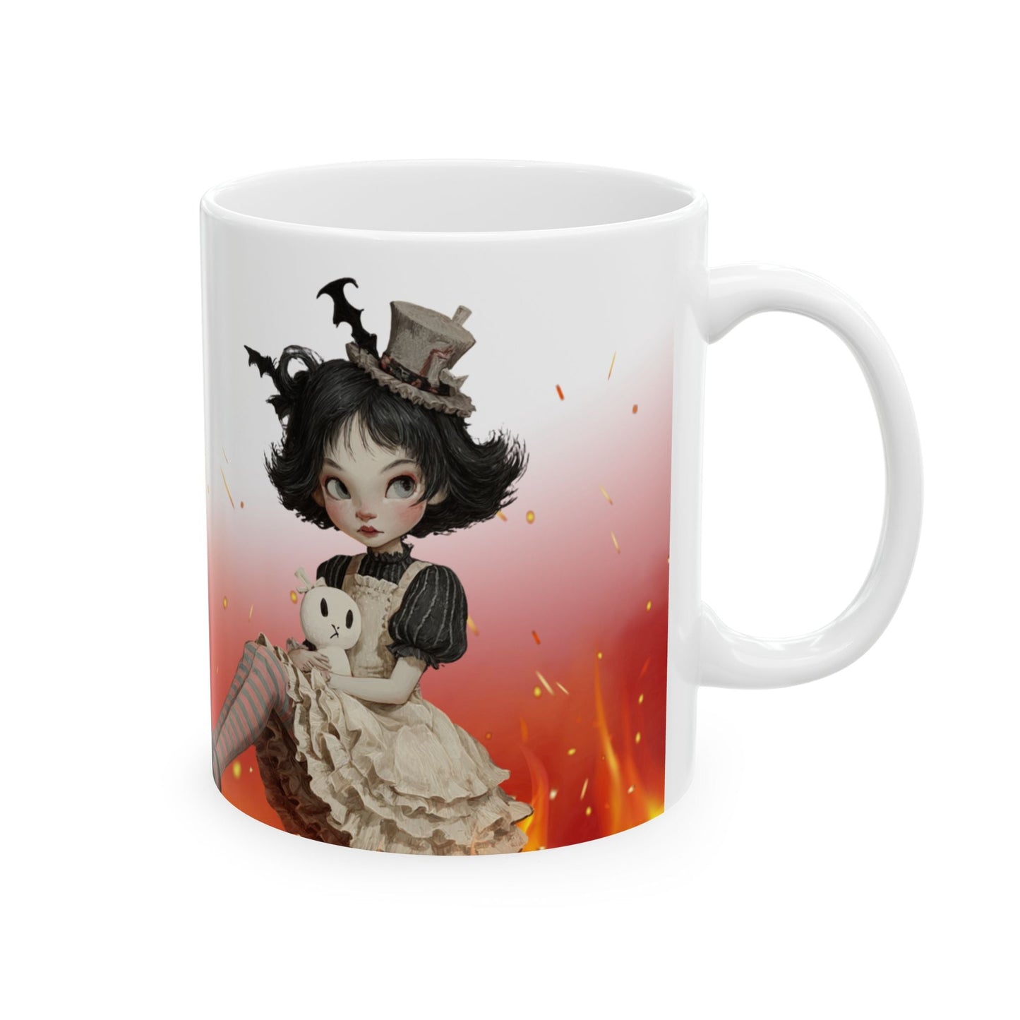 Halloween Themed Ceramic Mug - Trick or Treat Design, Cozy Gift, Spooky Decor, Fall Sipware, Festive Coffee Cup Printify