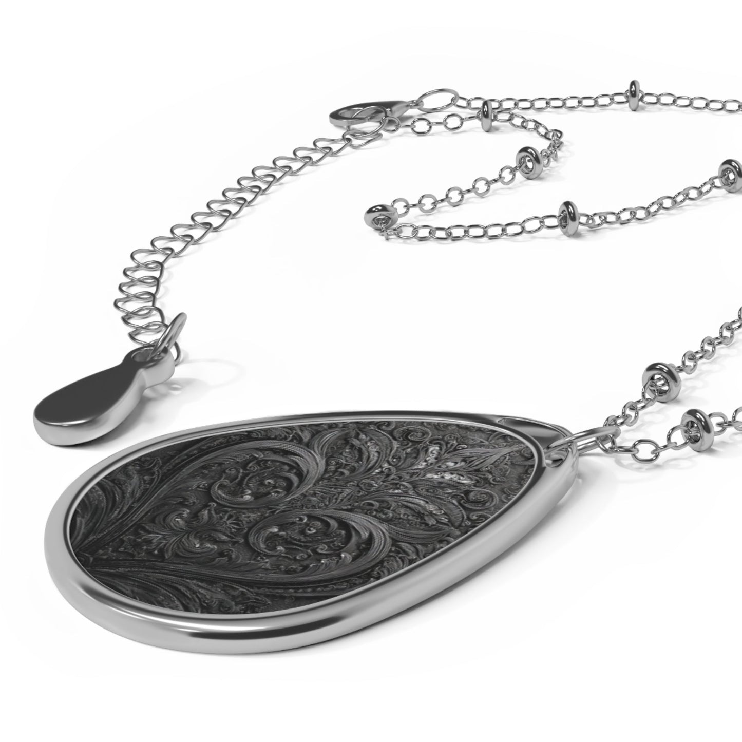 Necklace - Elegant Vintage Heart Laces Design Printify