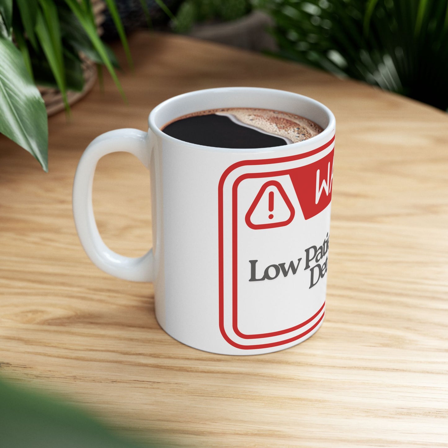 Warning Mug: Low Patience Levels Detected', Fun Coffee Cup, Gift for Coworkers, Office Humor, Birthday Present