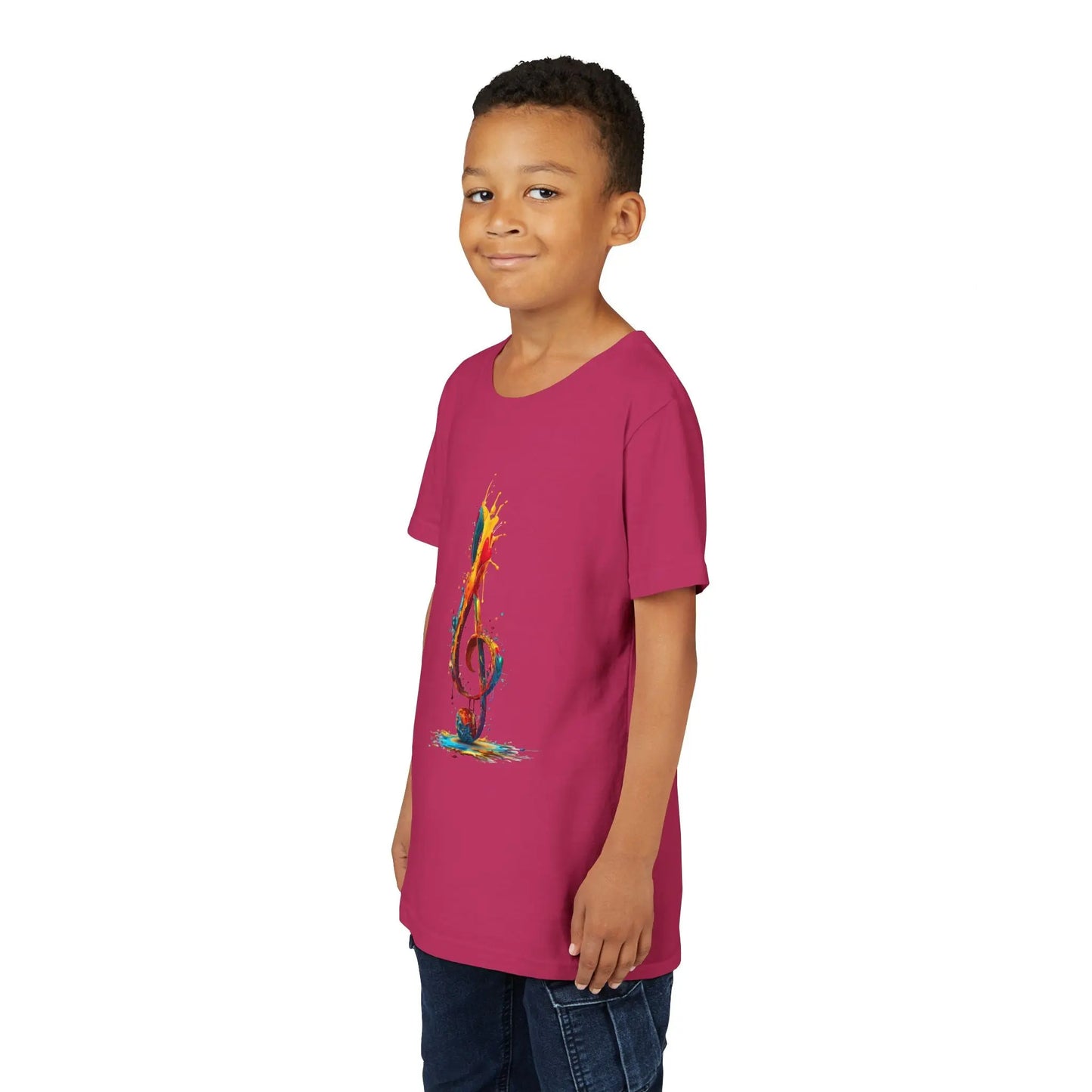 Youth Music Note Tee, Colorful Treble Clef Shirt, Printify
