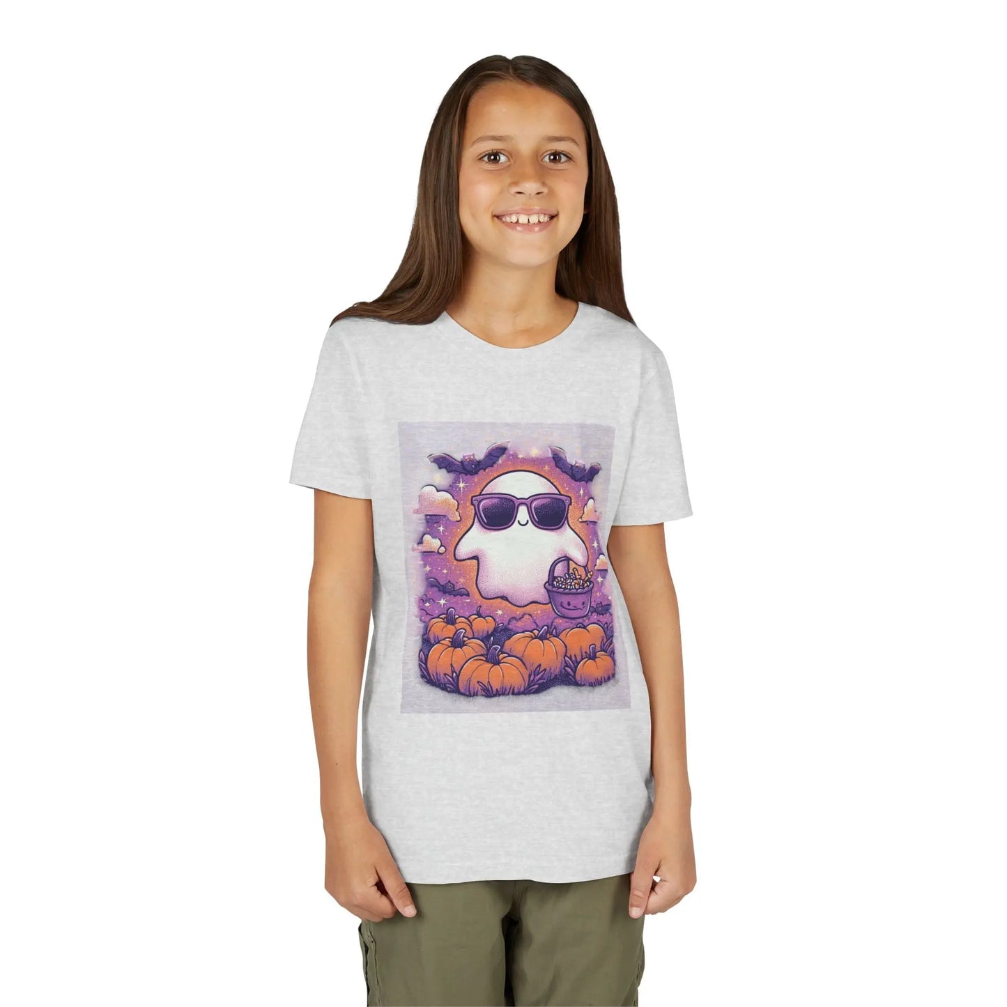 Adorable Ghost Halloween Tee, Youth Short Sleeve T-Shirt Printify