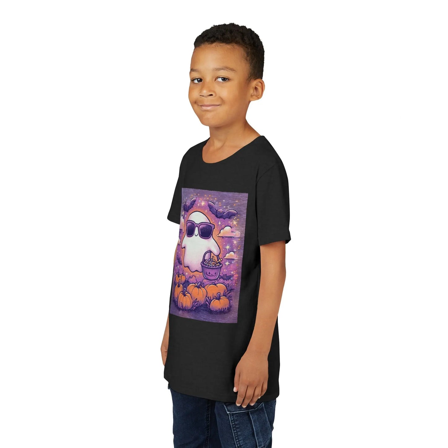 Adorable Ghost Halloween Tee, Youth Short Sleeve T-Shirt Printify