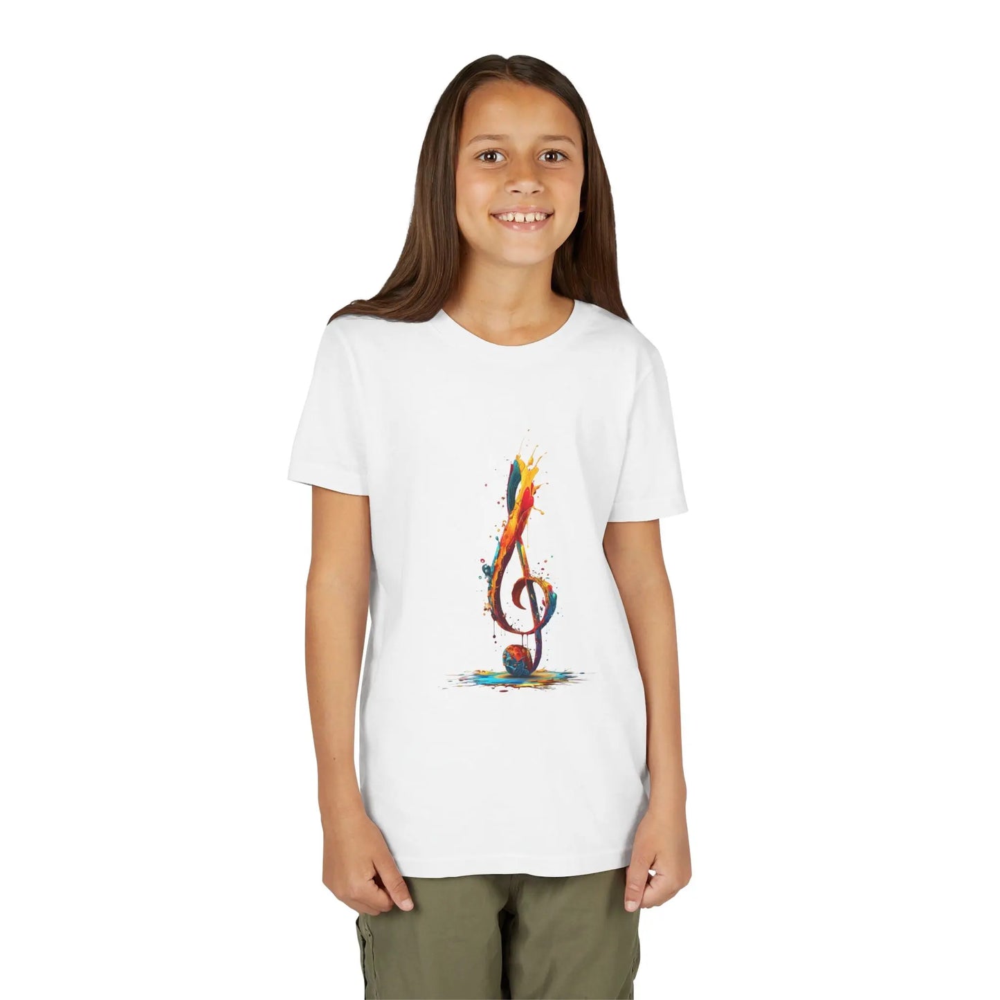 Youth Music Note Tee, Colorful Treble Clef Shirt, Printify