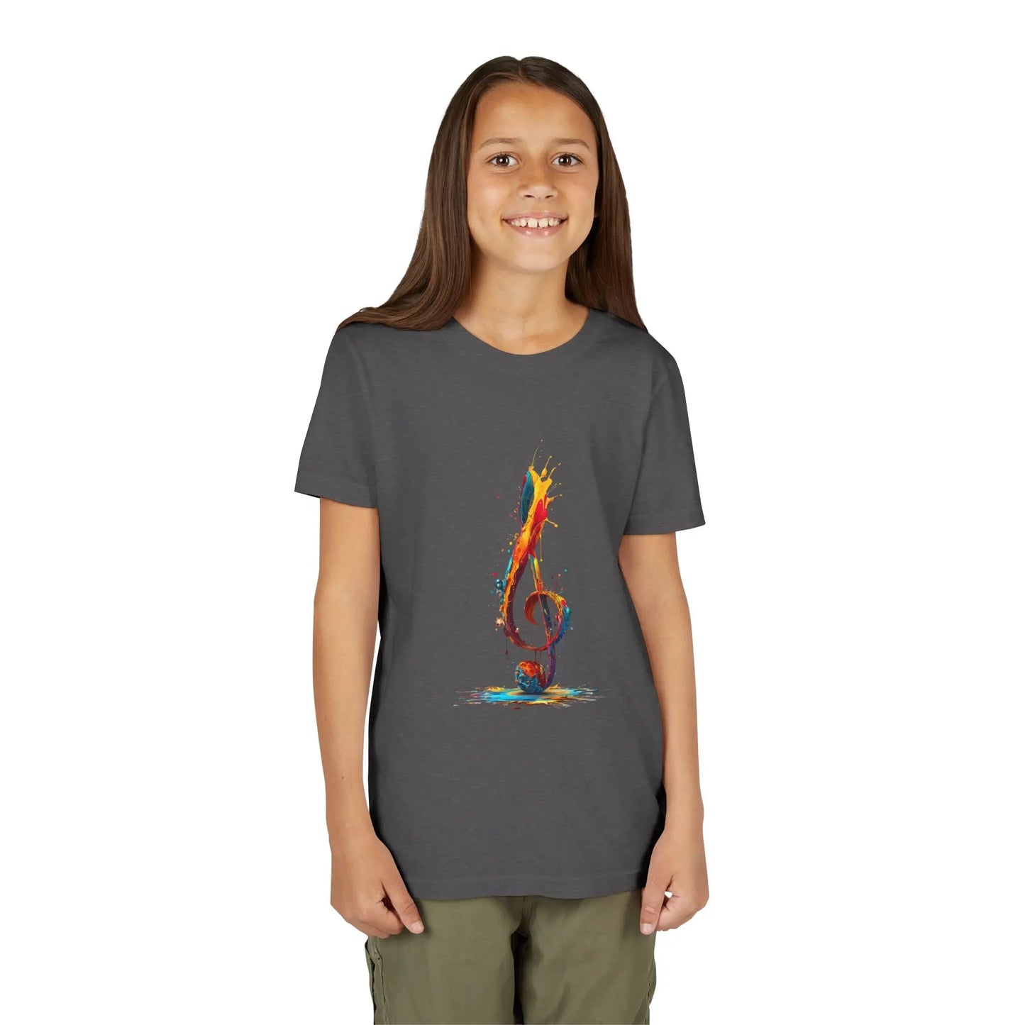 Youth Music Note Tee, Colorful Treble Clef Shirt, Printify