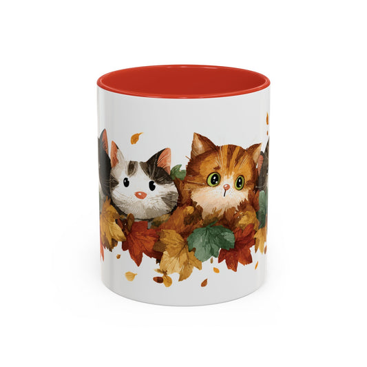 Autumn Cat Coffee Mug, Cute Animal Mug, Fall Decor, Gift for Cat Lovers, Warm Beverage Cup, Thanksgiving Coffee Cup Printify