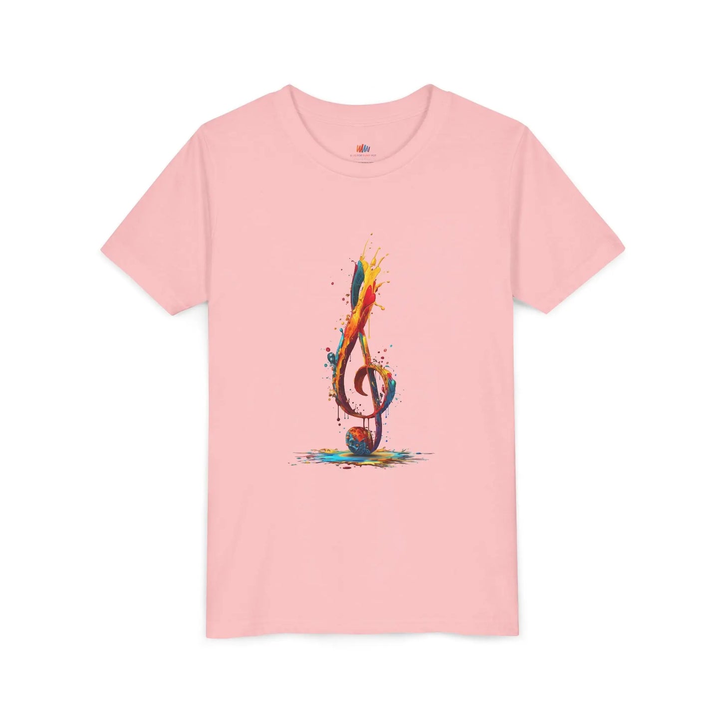 Youth Music Note Tee, Colorful Treble Clef Shirt, Printify