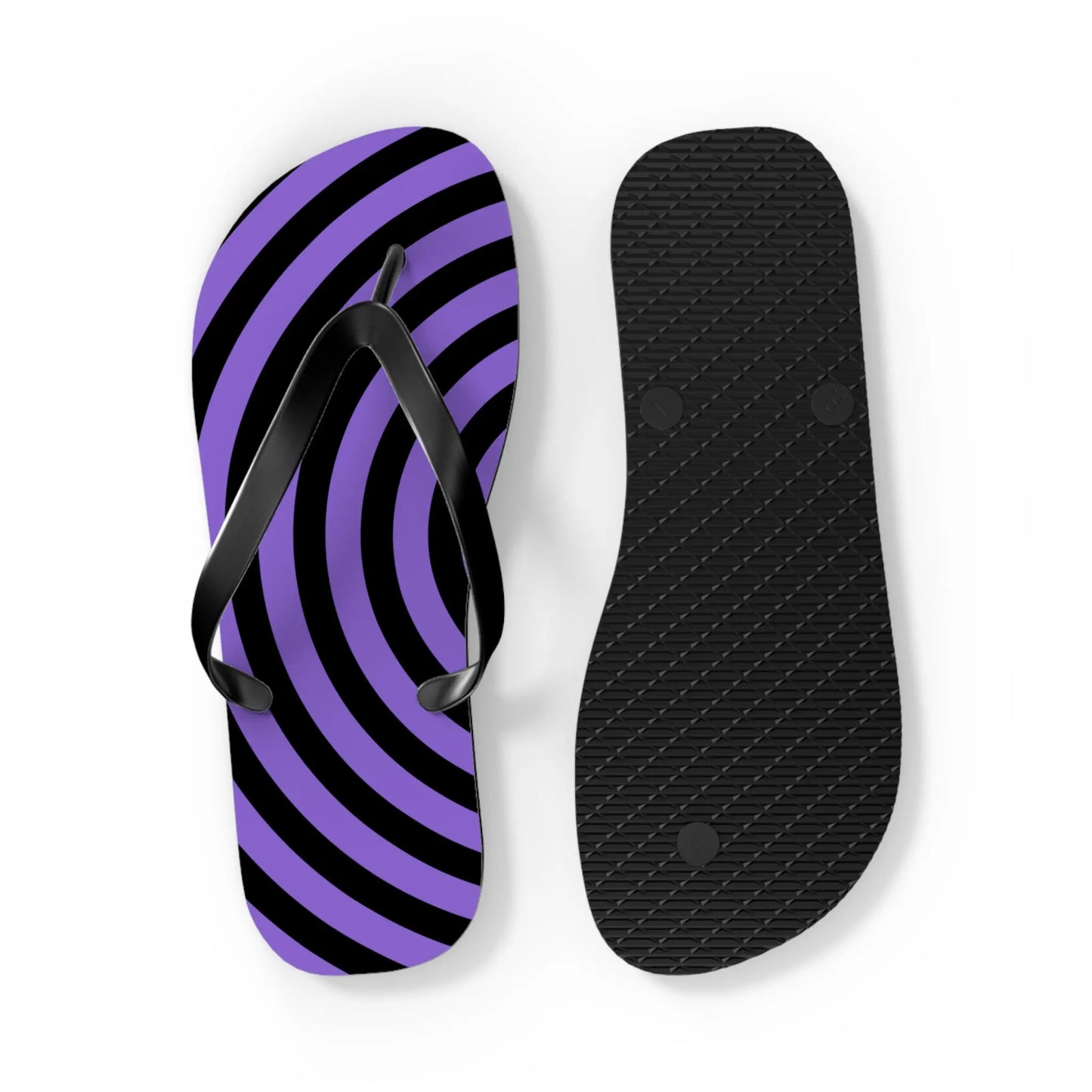 Spiral Flip Flops - Trendy Purple Design for Beach Days Printify