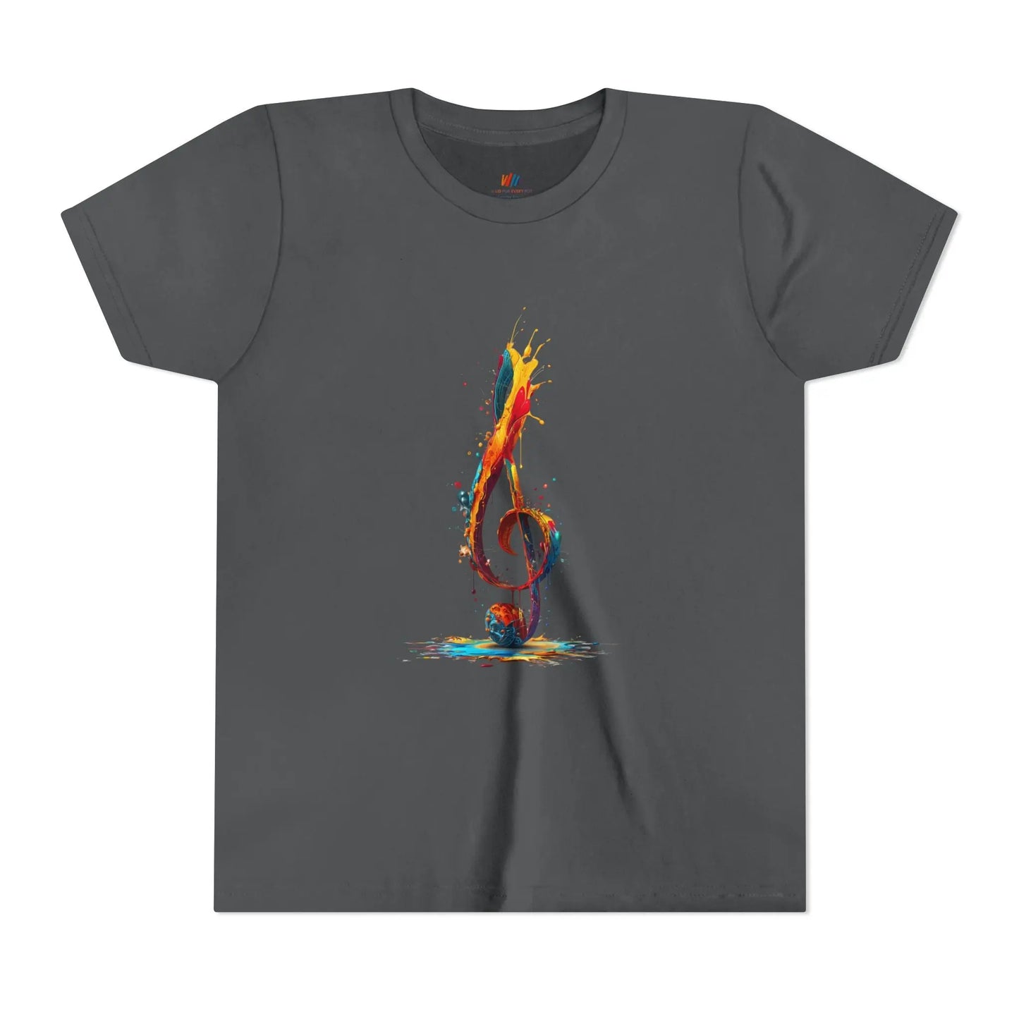 Youth Music Note Tee, Colorful Treble Clef Shirt, Printify