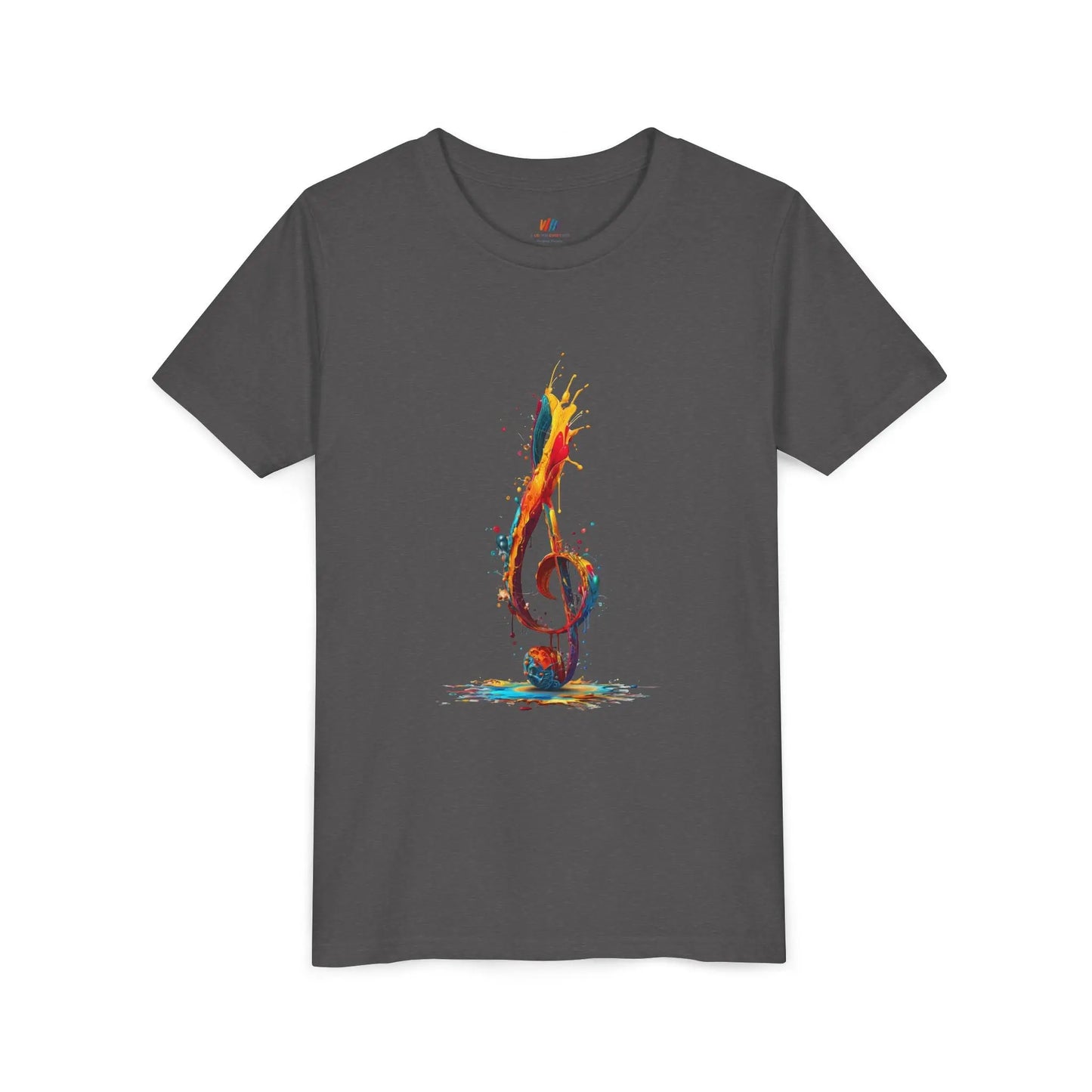 Youth Music Note Tee, Colorful Treble Clef Shirt, Printify