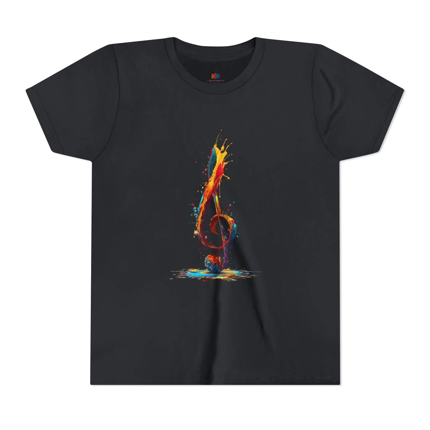 Youth Music Note Tee, Colorful Treble Clef Shirt, Printify