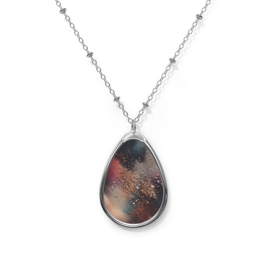 Galaxy-Inspired Oval Necklace, Unique Gift for Her, Celestial Jewelry, Perfect for Birthdays, Anniversaries, and Holidays Printify
