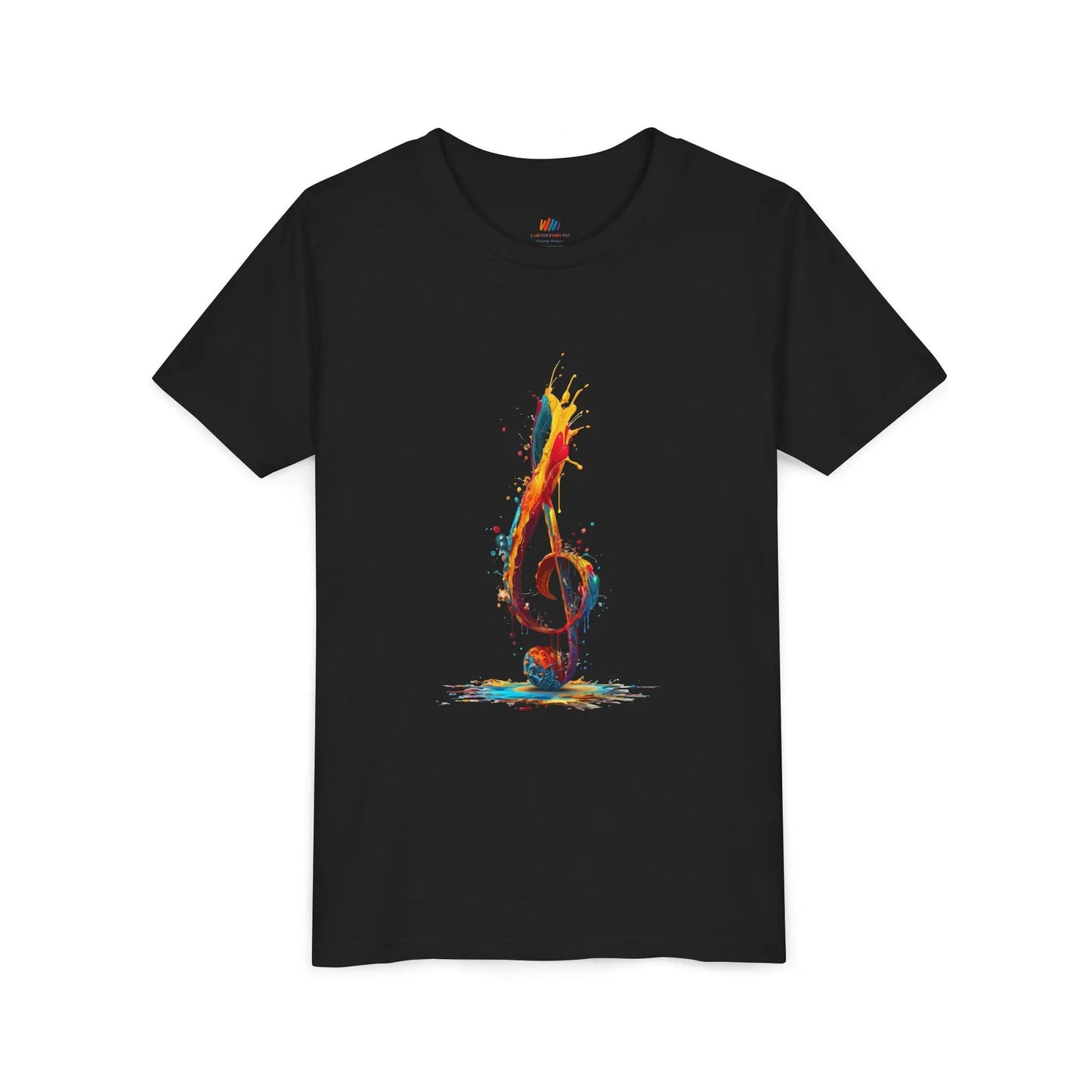 Youth Music Note Tee, Colorful Treble Clef Shirt, Printify