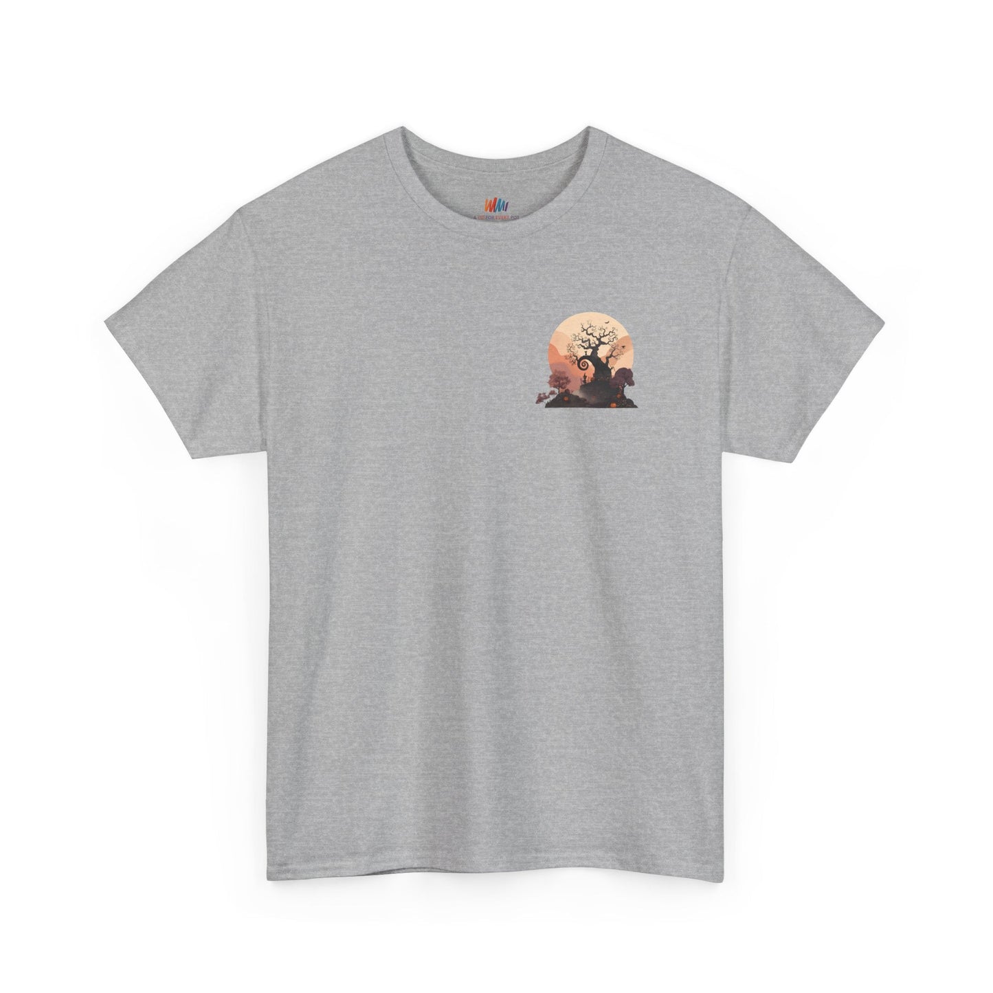 Spooky Sunset Tee, Halloween Shirt, Fall Apparel, Unisex Graphic Tee, Autumn Vibes, Cozy Casual Wear Printify