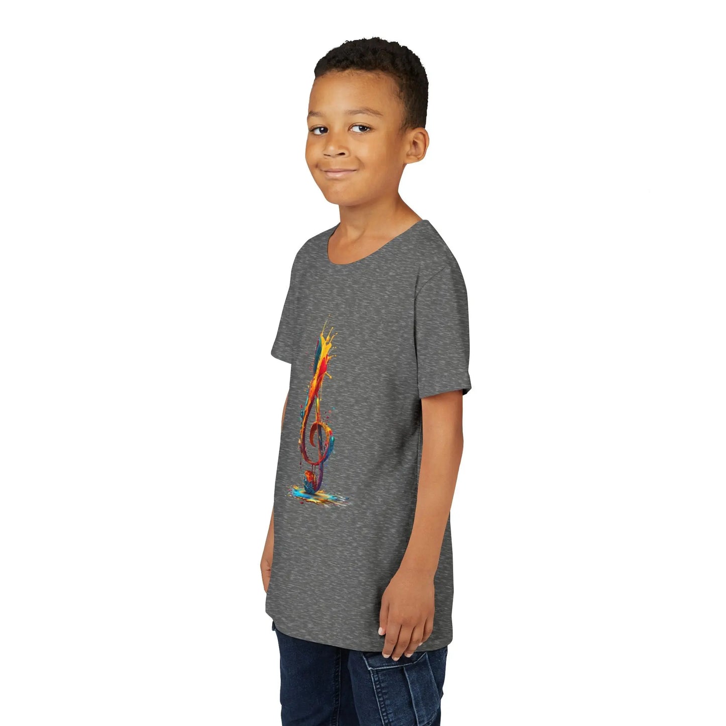 Youth Music Note Tee, Colorful Treble Clef Shirt, Printify