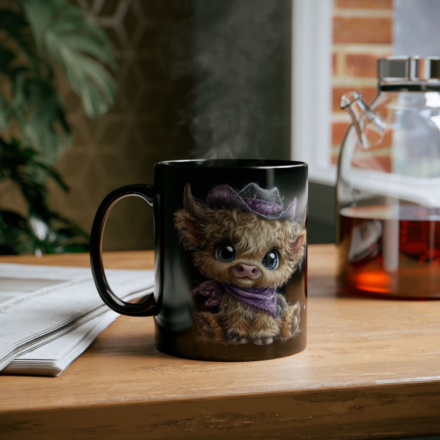 Highland Cow Coffee Mug Moo Re Coffee Black Glossy Cup 11oz and 15oz