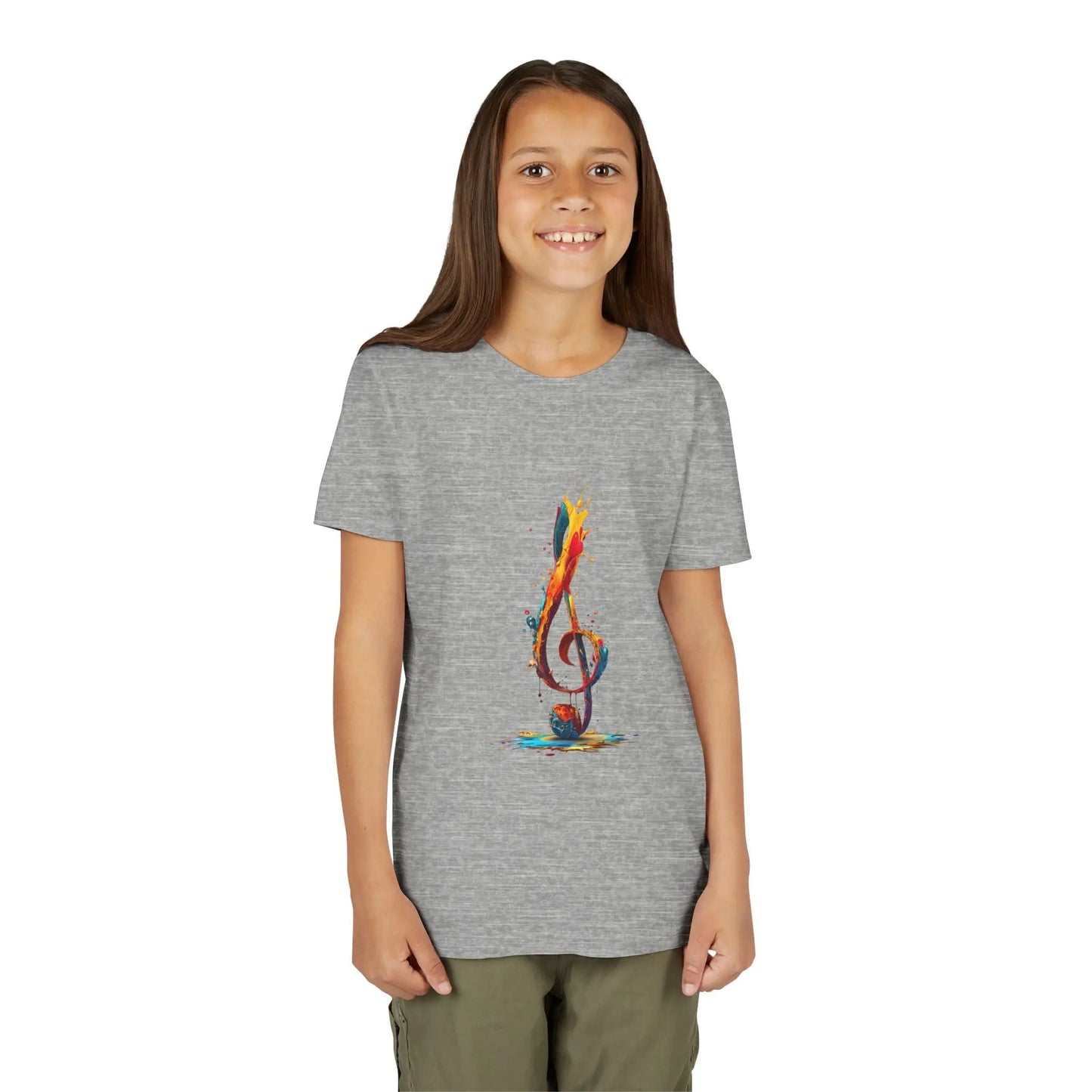 Youth Music Note Tee, Colorful Treble Clef Shirt, Printify