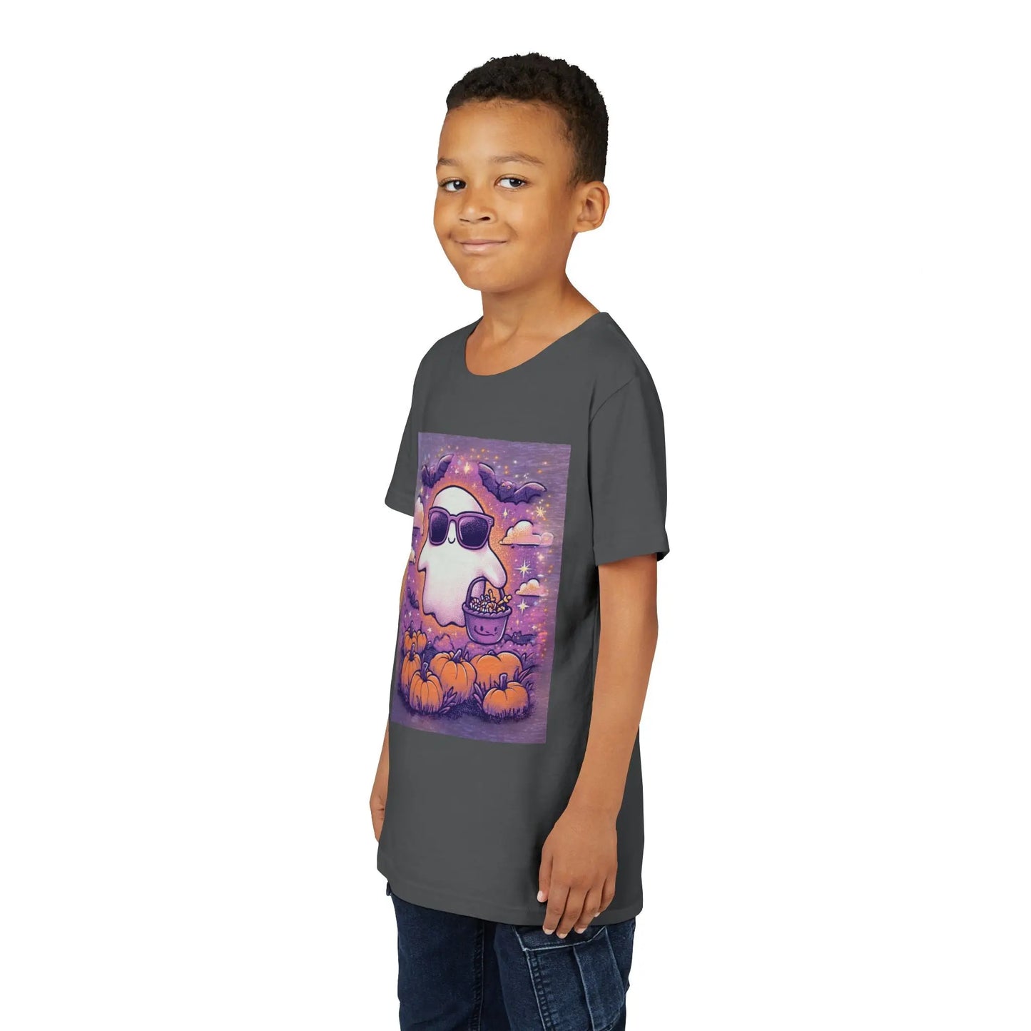 Adorable Ghost Halloween Tee, Youth Short Sleeve T-Shirt Printify