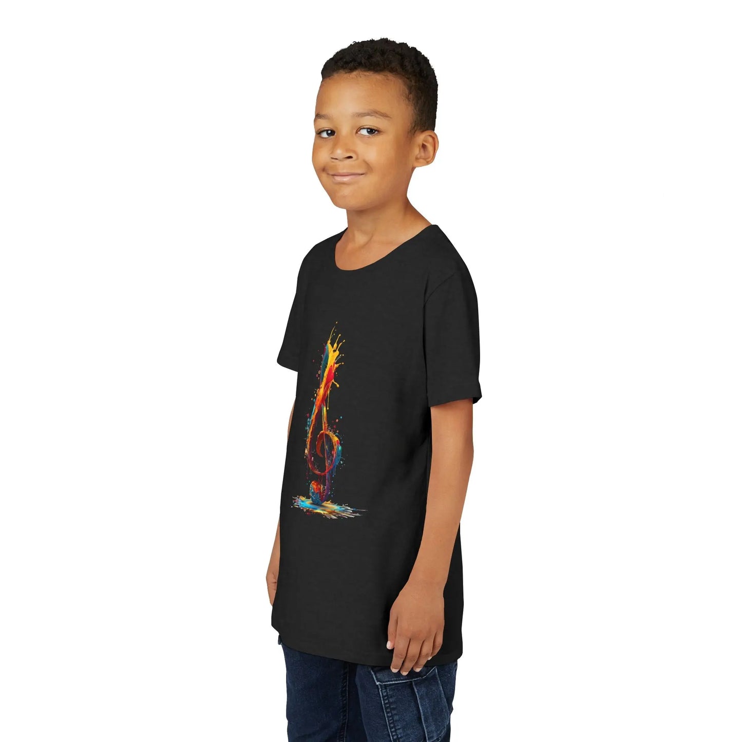 Youth Music Note Tee, Colorful Treble Clef Shirt, Printify