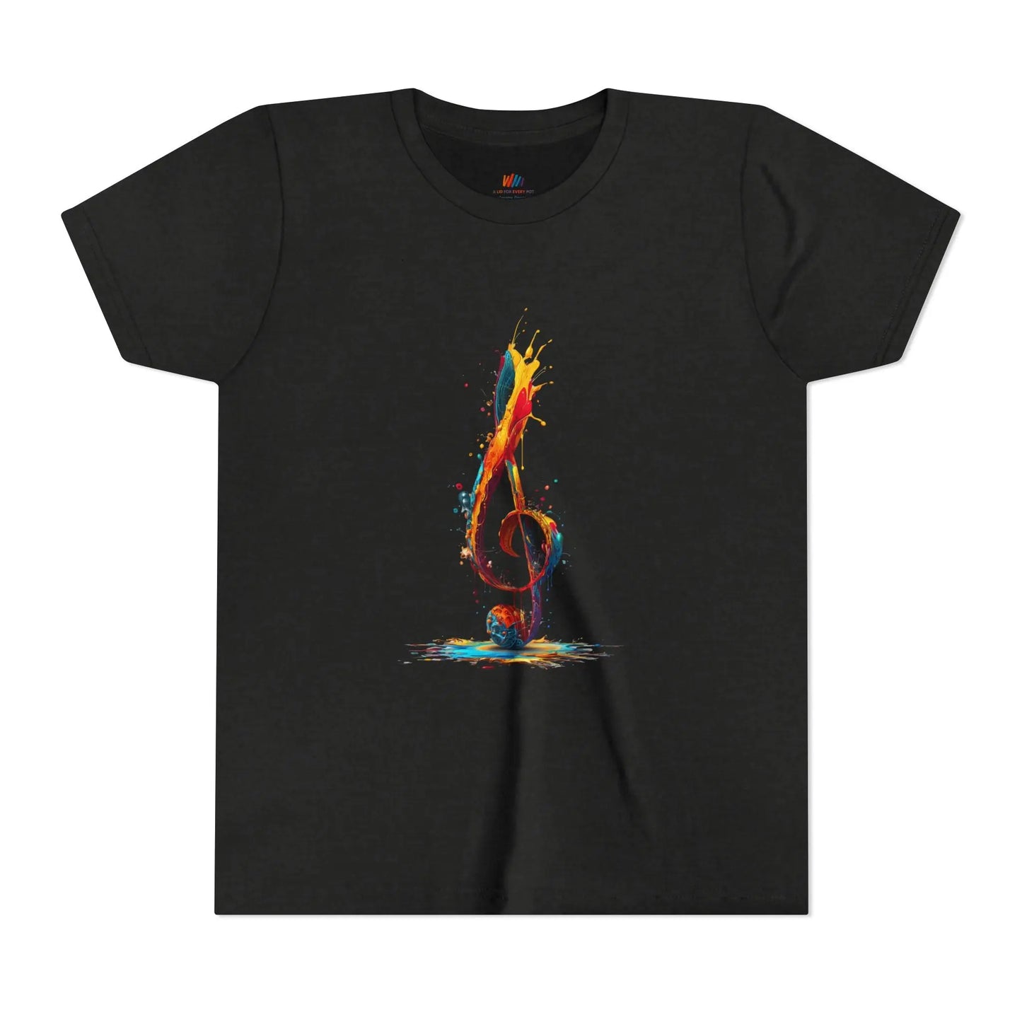 Youth Music Note Tee, Colorful Treble Clef Shirt, Printify