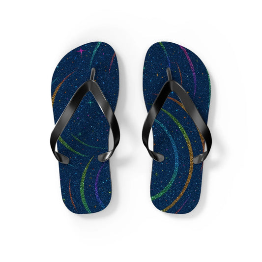 Cosmic Flip Flops | Starry Beach Sandals, Summer Footwear, Boho Style, Vacation Slides, Festival Accessories Printify