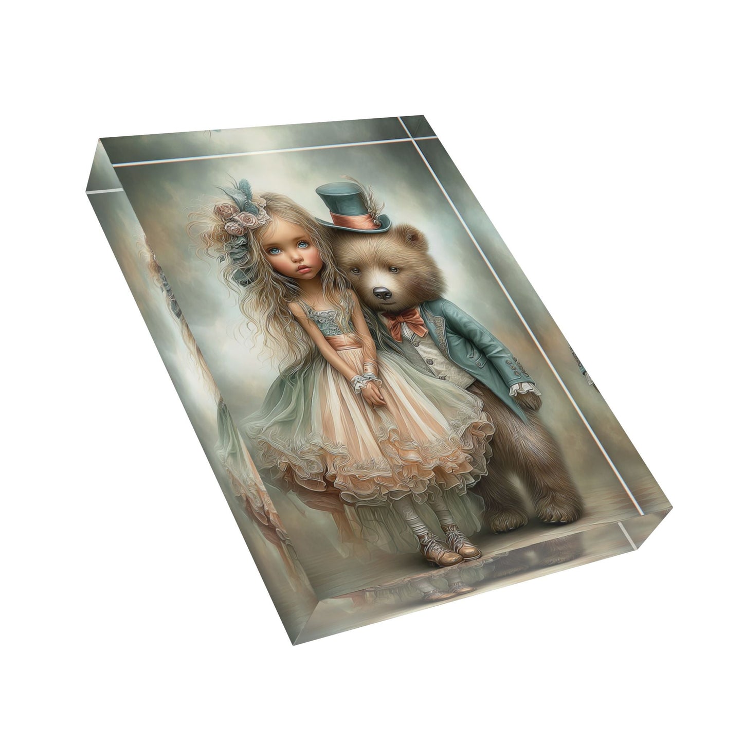 Whimsical Photo Block - Horizontal option has also a poem next to the Whimsical Girl and her Guardian Bear while the Vertical Version is just the Captivating Image Fills the Frame. - A Lid for Every Pot ~ Everyday Designz ~