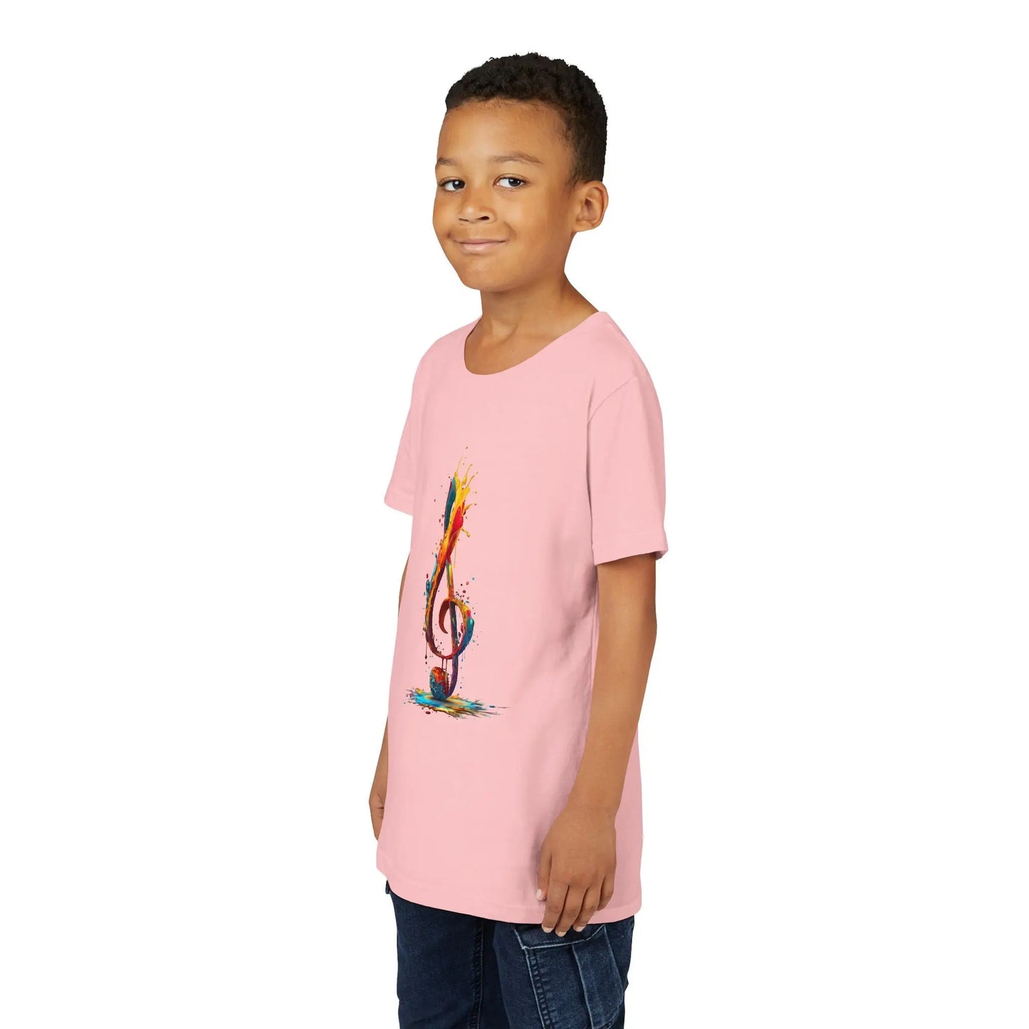 Youth Music Note Tee, Colorful Treble Clef Shirt, Printify