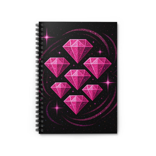 Glamorous Spiral Notebook - Pink Diamond Design, Cute Stationery, Journal for Creatives, Gift for Her, School Supplies, Sparkly Notepad Printify