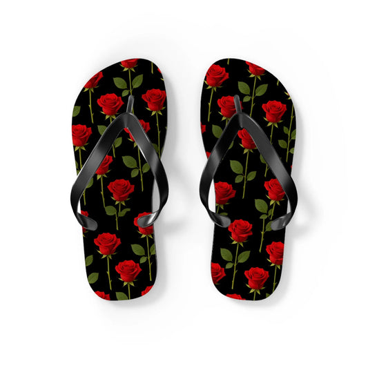 Flip Flops - Long Stemmed Roses Beach Sandals Printify