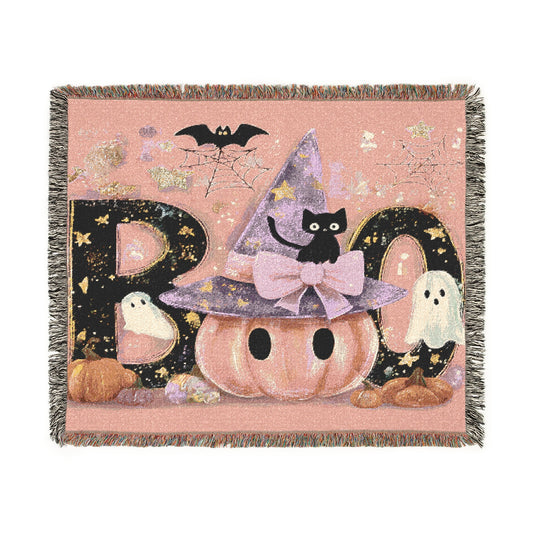Halloween Woven Blanket, Cozy Throw, Spooky Decor, Autumn Gift, Fall Home Accent