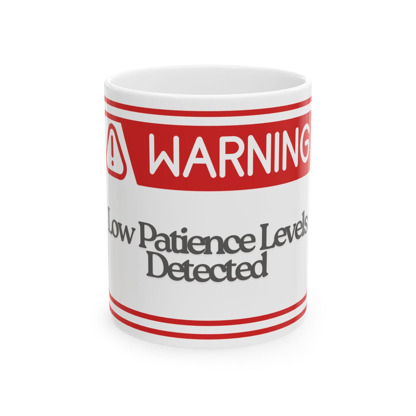 Warning Mug: Low Patience Levels Detected', Fun Coffee Cup, Gift for Coworkers, Office Humor, Birthday Present