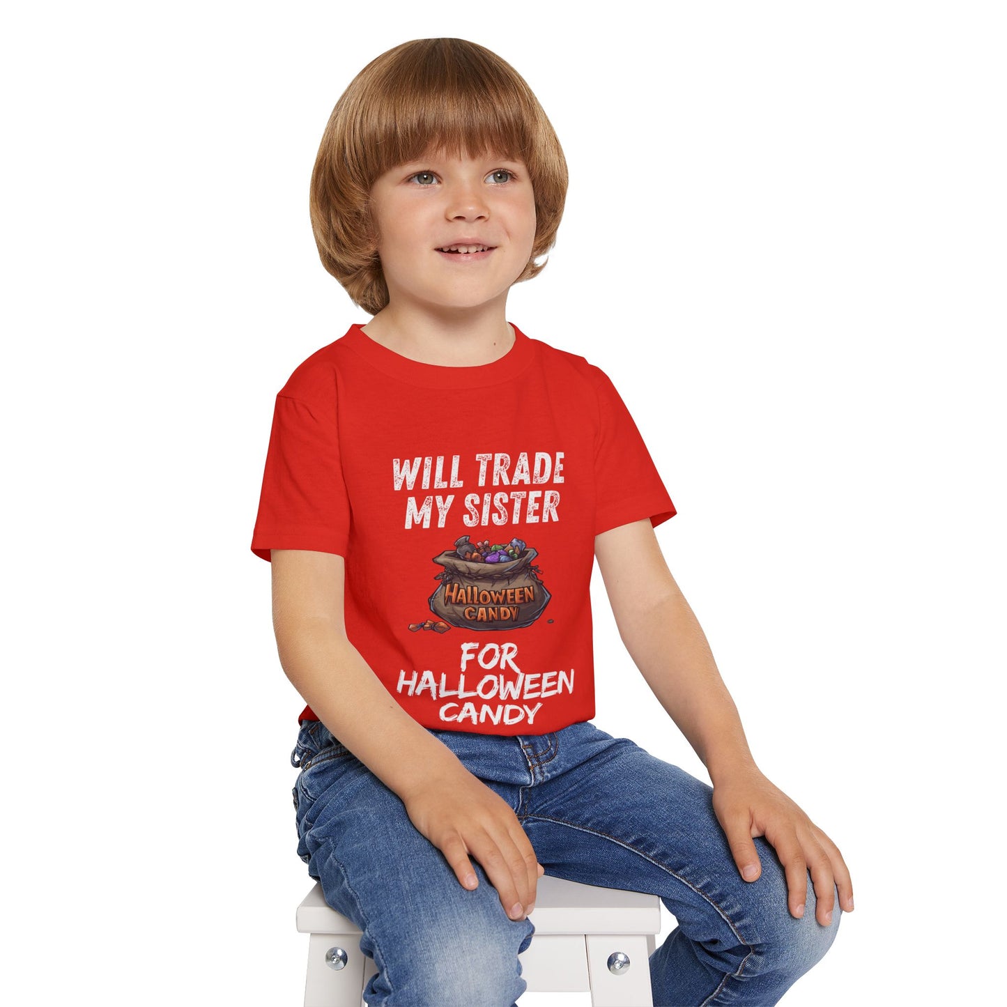 Funny Halloween Toddler T-Shirt, Funny Kid's Tee, Will Trade My Sister for Candy, Halloween Costume, Kids Party Apparel