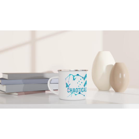 Zodiac Aquarius - Chaotically Composed - White 12oz Enamel Mug | Unique Everyday Designz Home, Gifts & Apparel A Lid for Every Pot ~Everyday Designz~